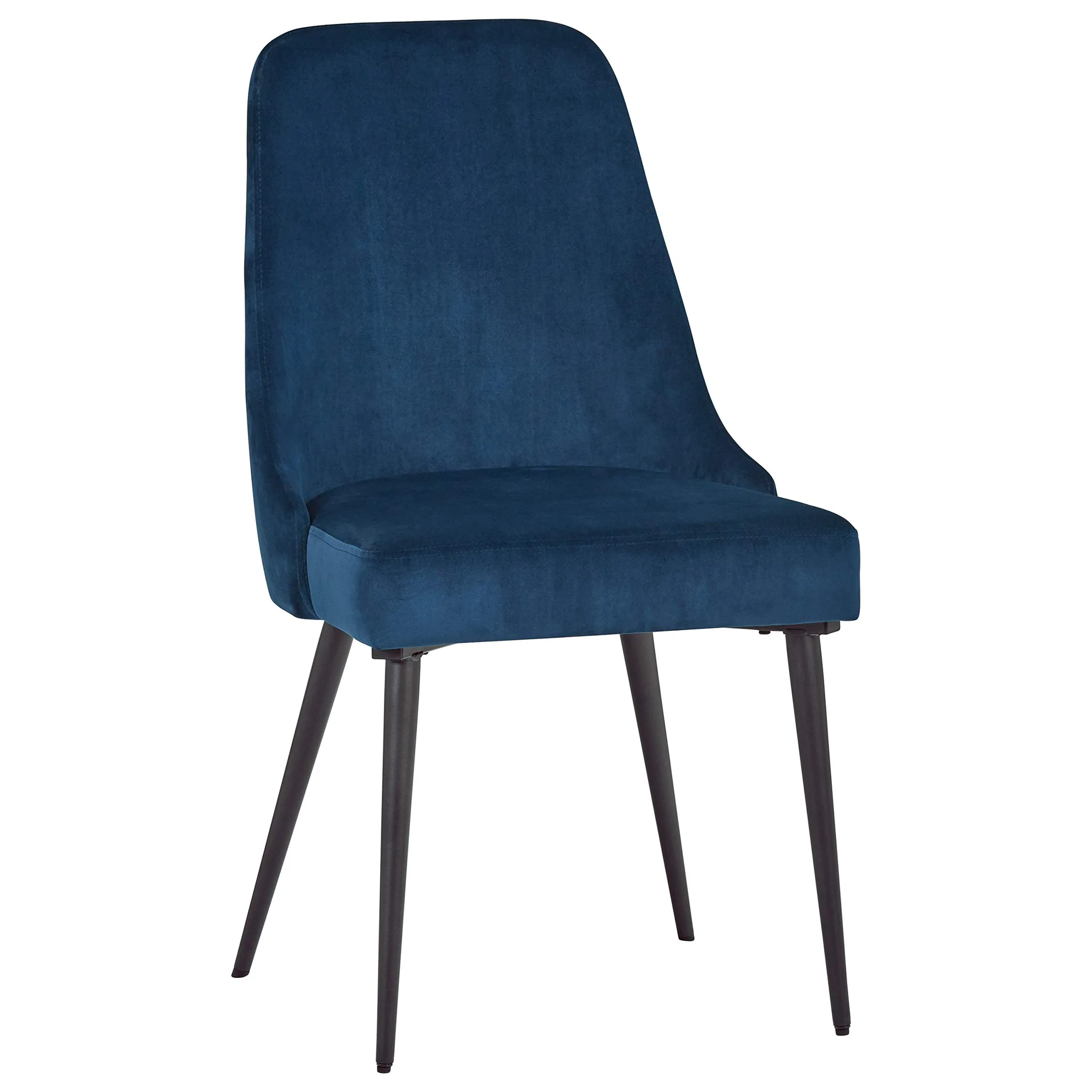 Modern Blue Velvet Dining Chair with Black Metal Legs