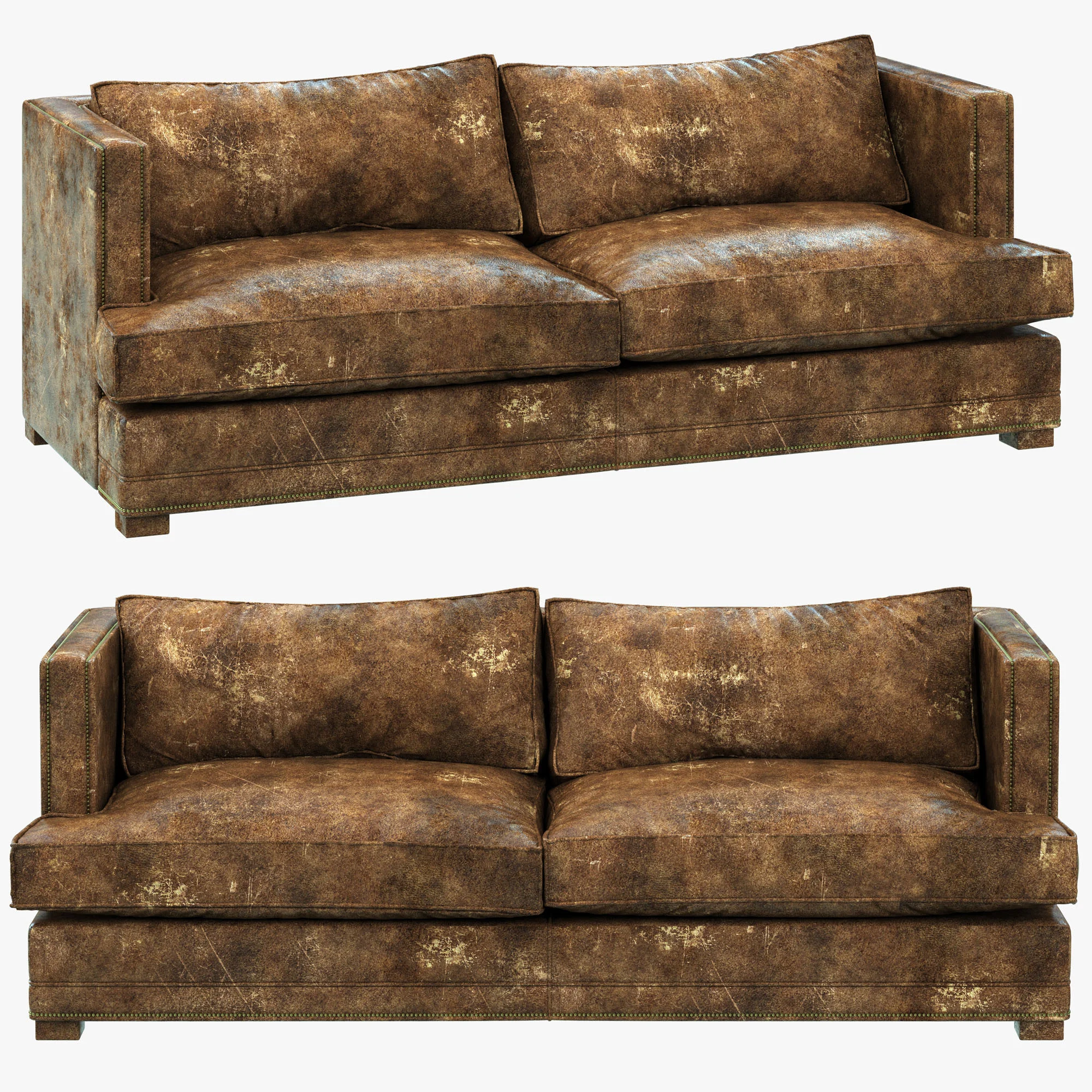 Restoration Hardware Easton Leather Sofa — 3D model preview 2