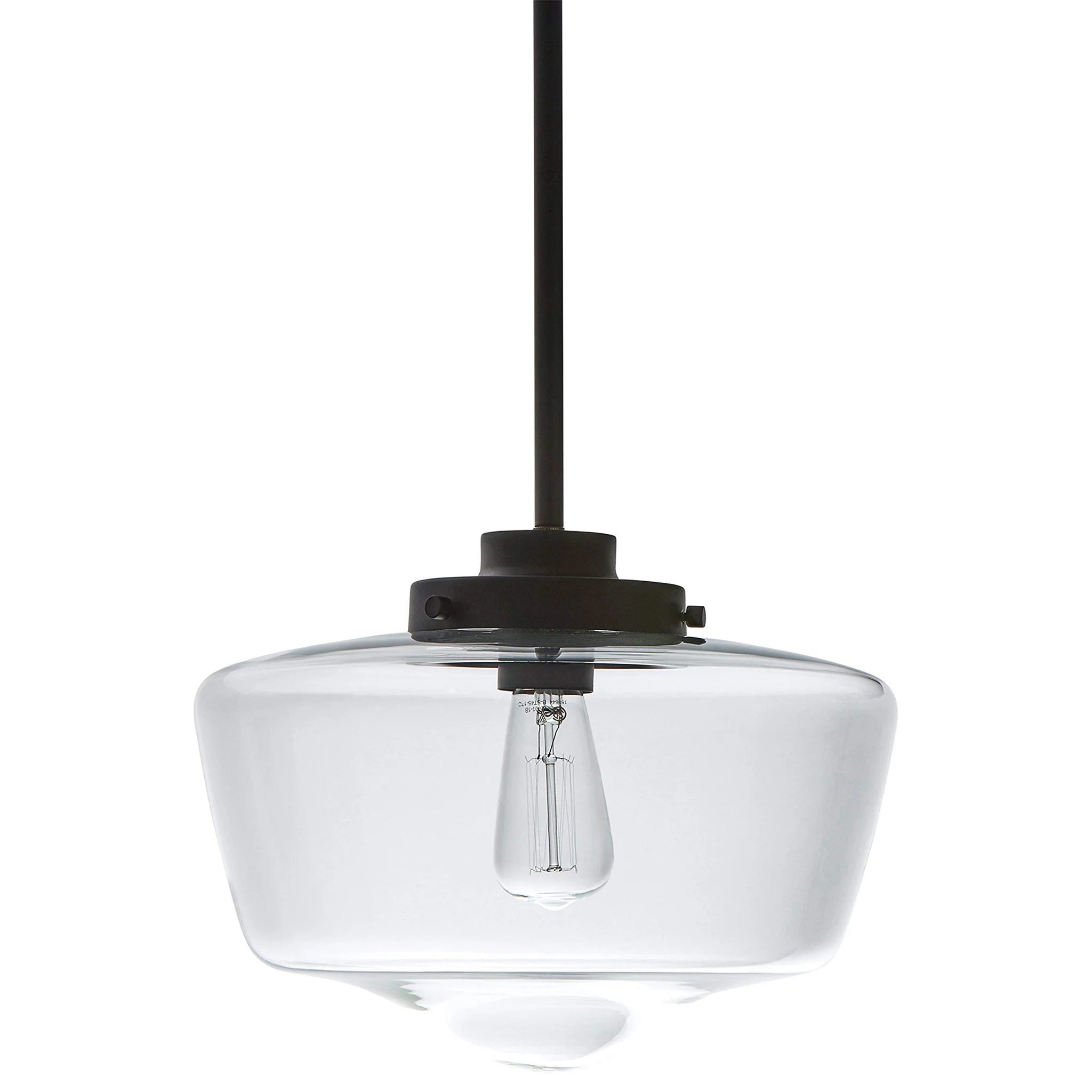 Schoolhouse Pendant Light with Clear Glass Shade and Matte Black Finish