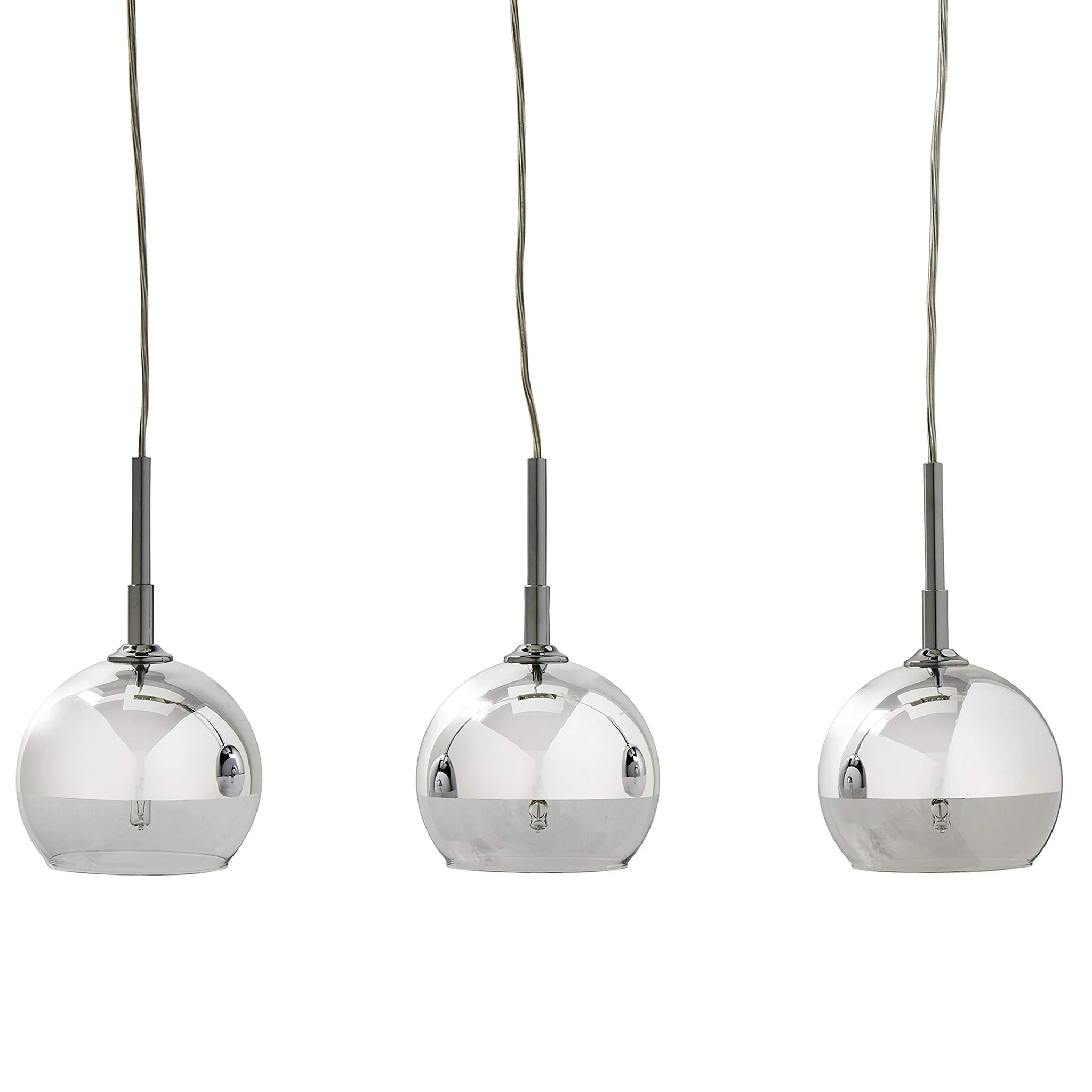 Mid-Century Modern 3-Light Chrome Globe Pendant Chandelier