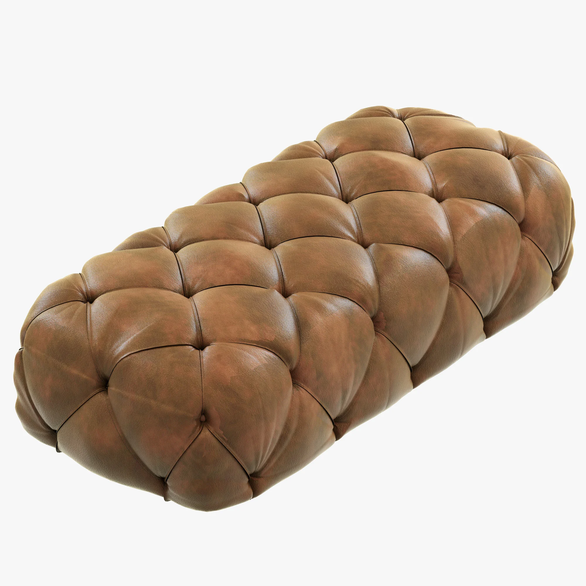 Restoration Hardware Soho Tufted Leather Ottoman — 3D model preview 1