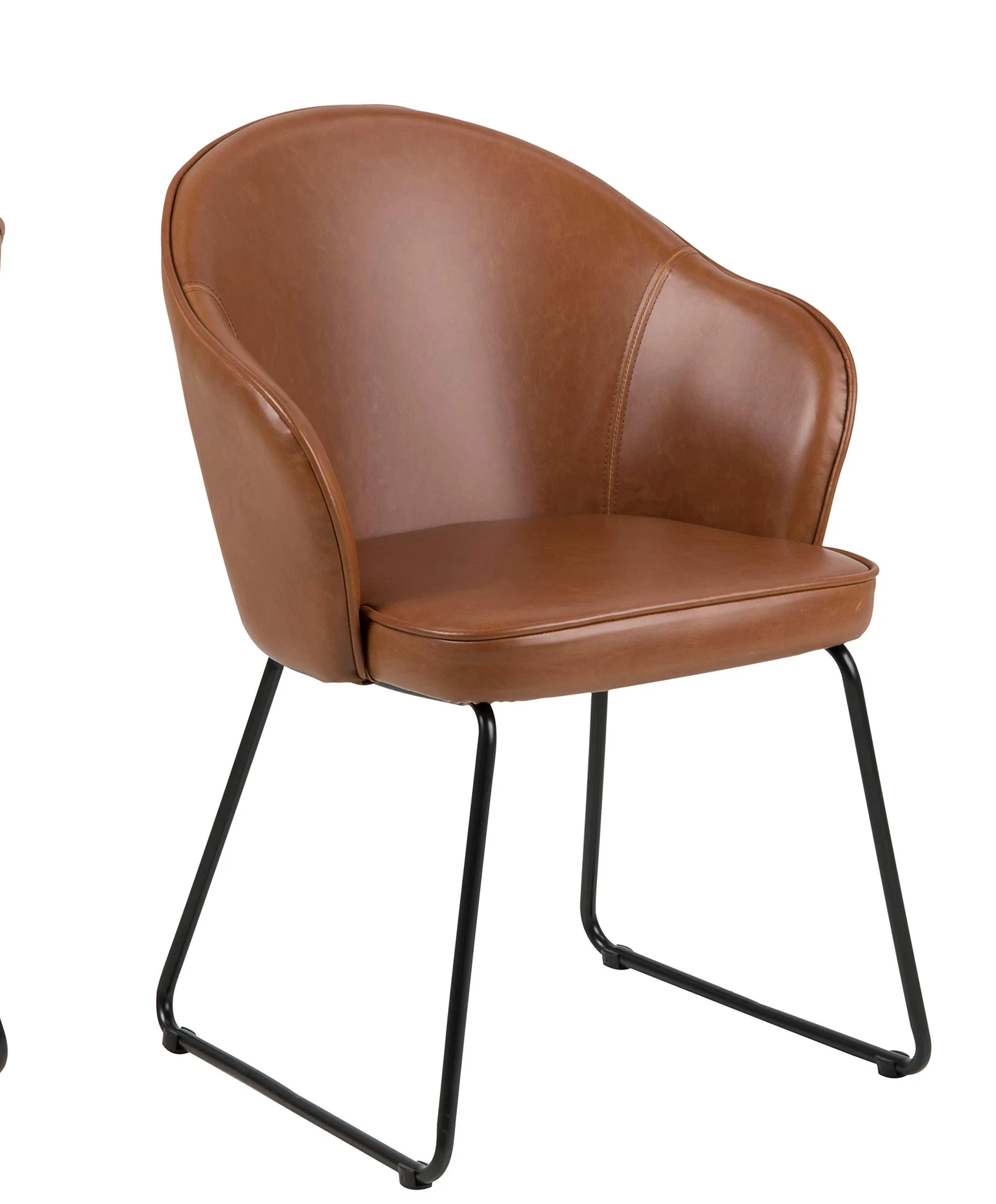 Modern Leather Dining Chair with Metal Sled Base