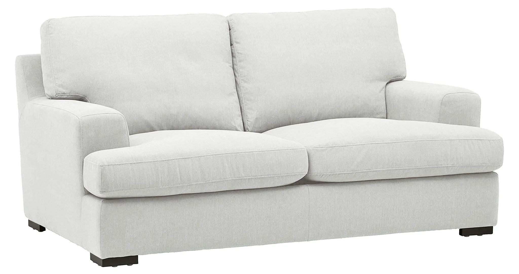Modern Fabric Loveseat Sofa – Pearl White Upholstered Two-Seater