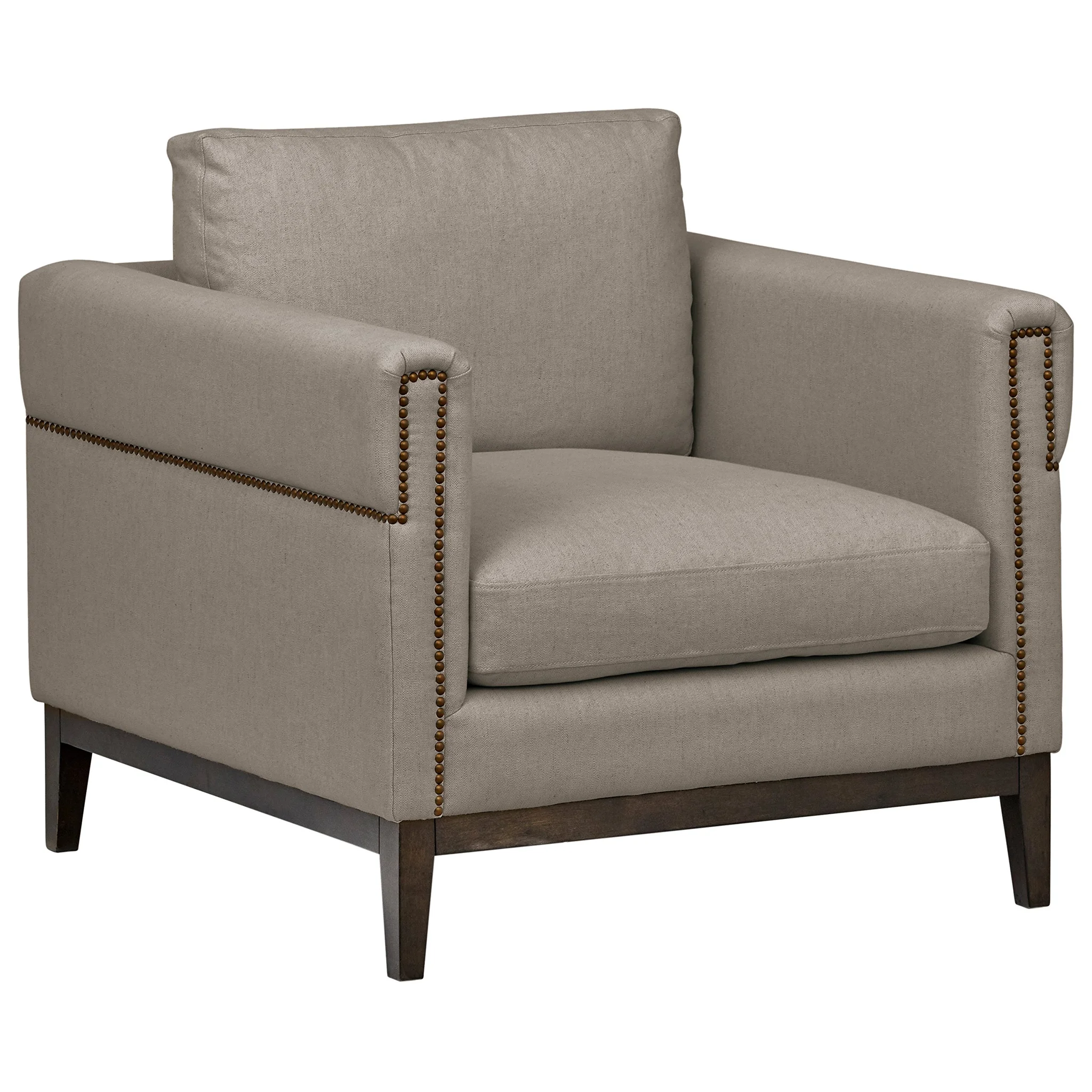 Modern Upholstered Accent Armchair with Nailhead Trim
