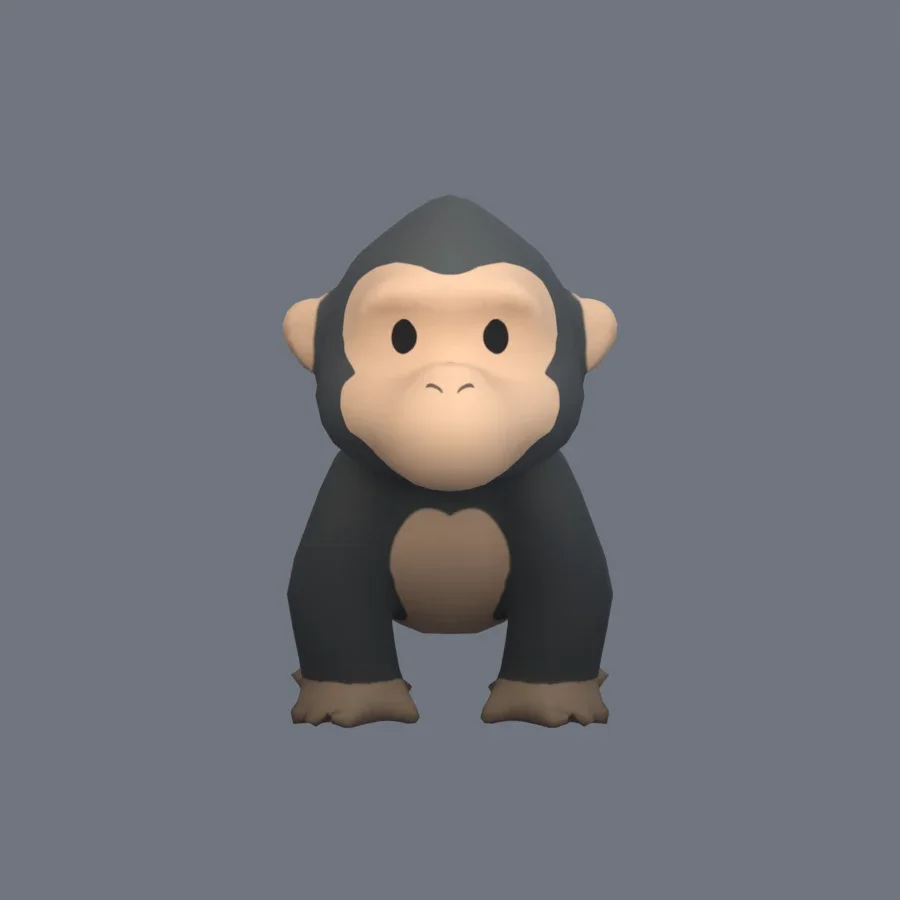 Stylized Animal Gorilla, 3D model preview 1