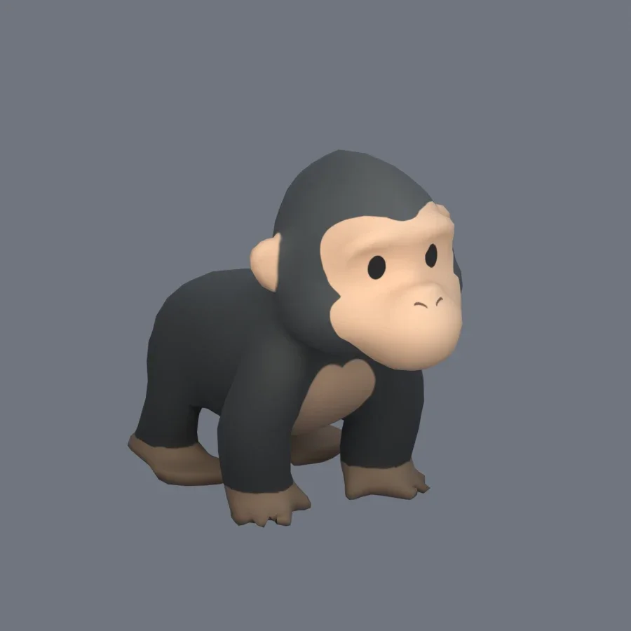 Stylized Animal Gorilla, 3D model preview 2