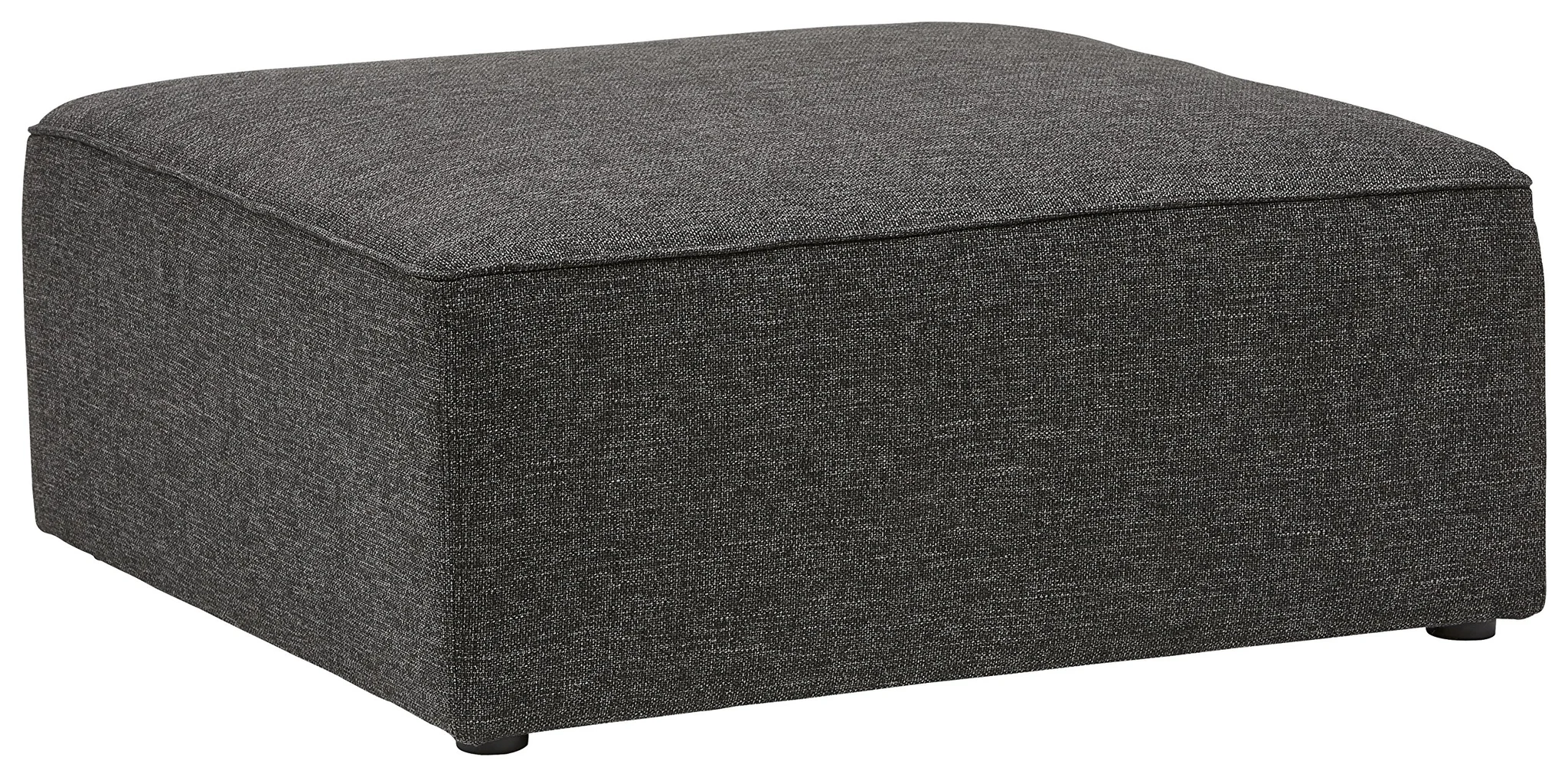 Modern Upholstered Square Ottoman – Charcoal Linen Fabric