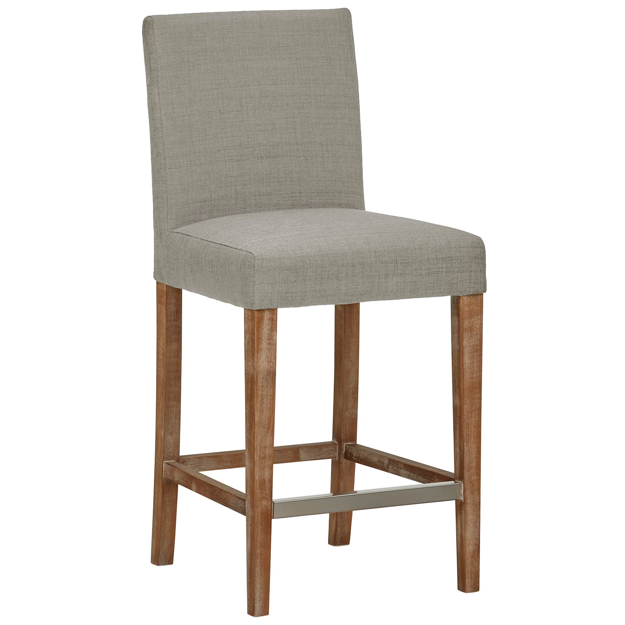 Modern Parsons Counter Bar Stool with Linen Upholstery and Wood Frame