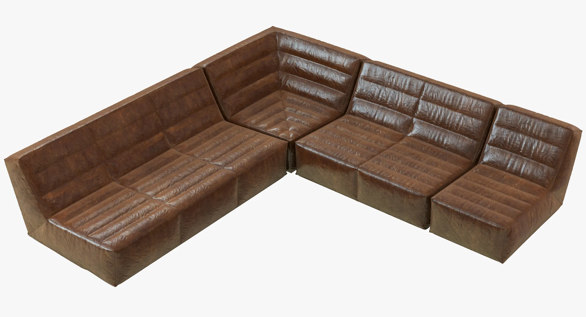 Restoration Hardware Chelsea Leather Square Corner Sectional — 3D model preview 1