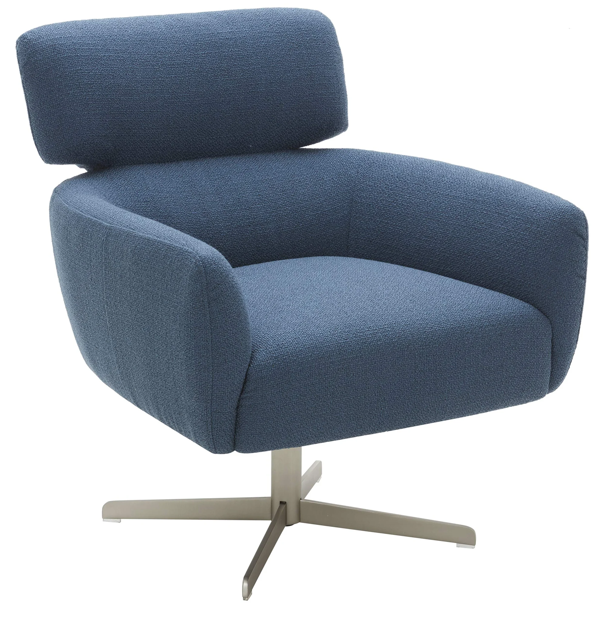 Modern Blue Fabric Swivel Lounge Chair with Metal Star Base