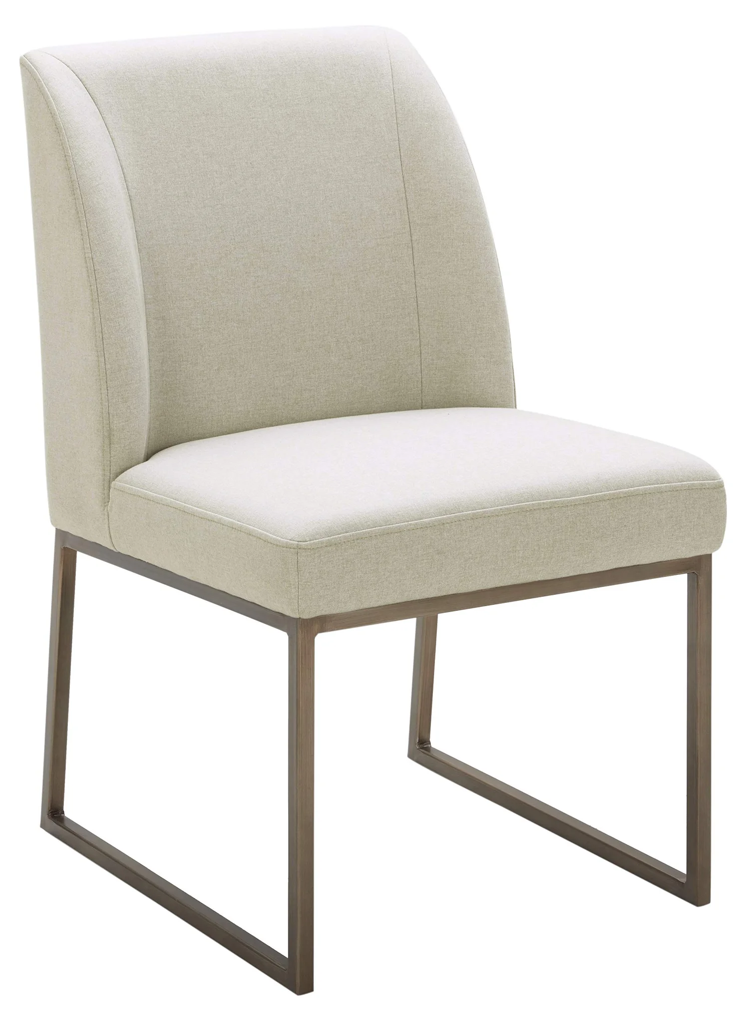 Modern Upholstered Dining Chair with Brass Sled Base