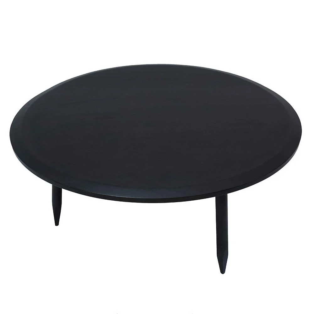 Modern Round Black Coffee Table with Tapered Legs