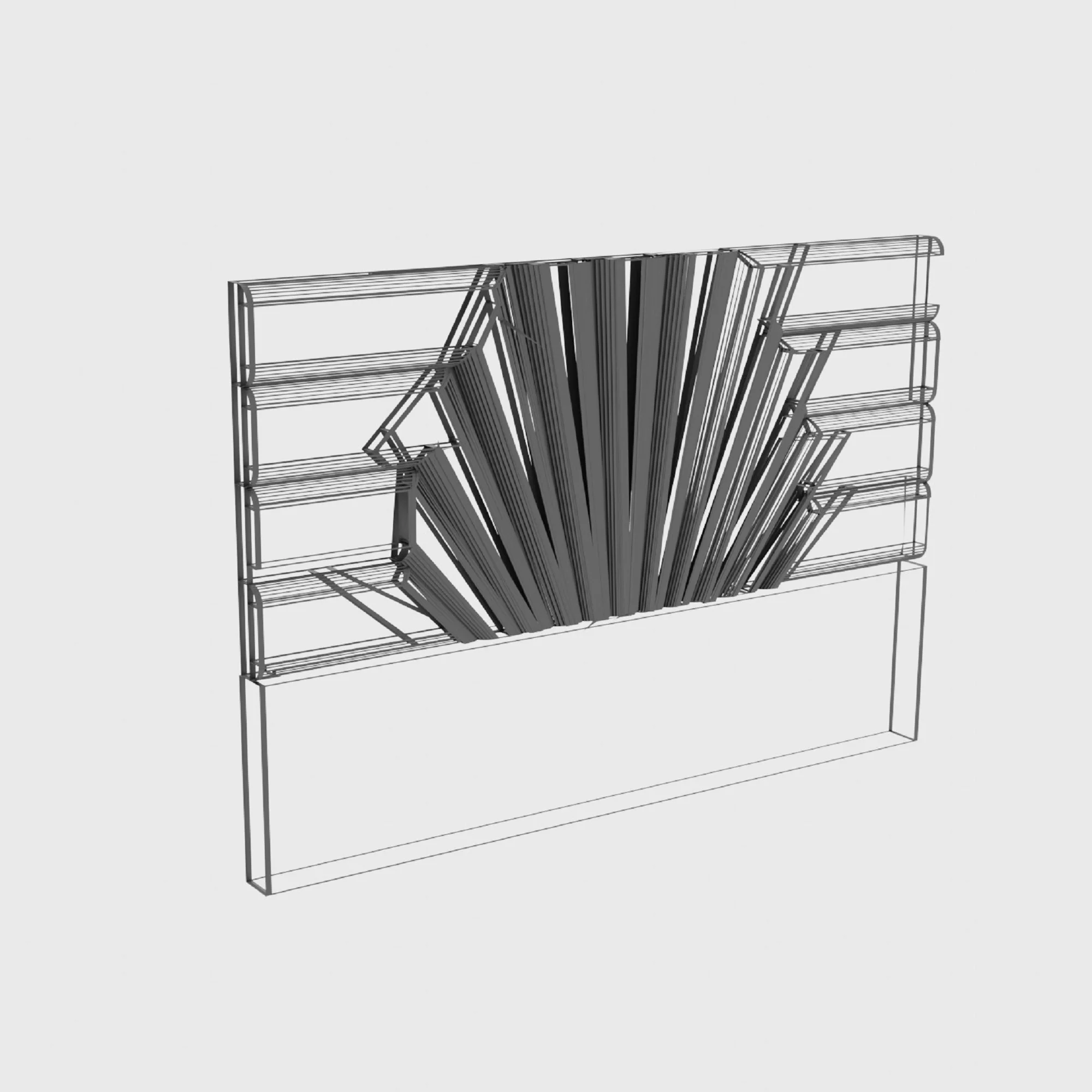 Bed Headboard  Divergent Rays Set, 3D model preview 7