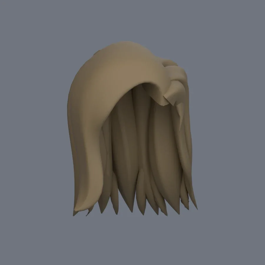 Girl Hairstyle 02, 3D model preview 1