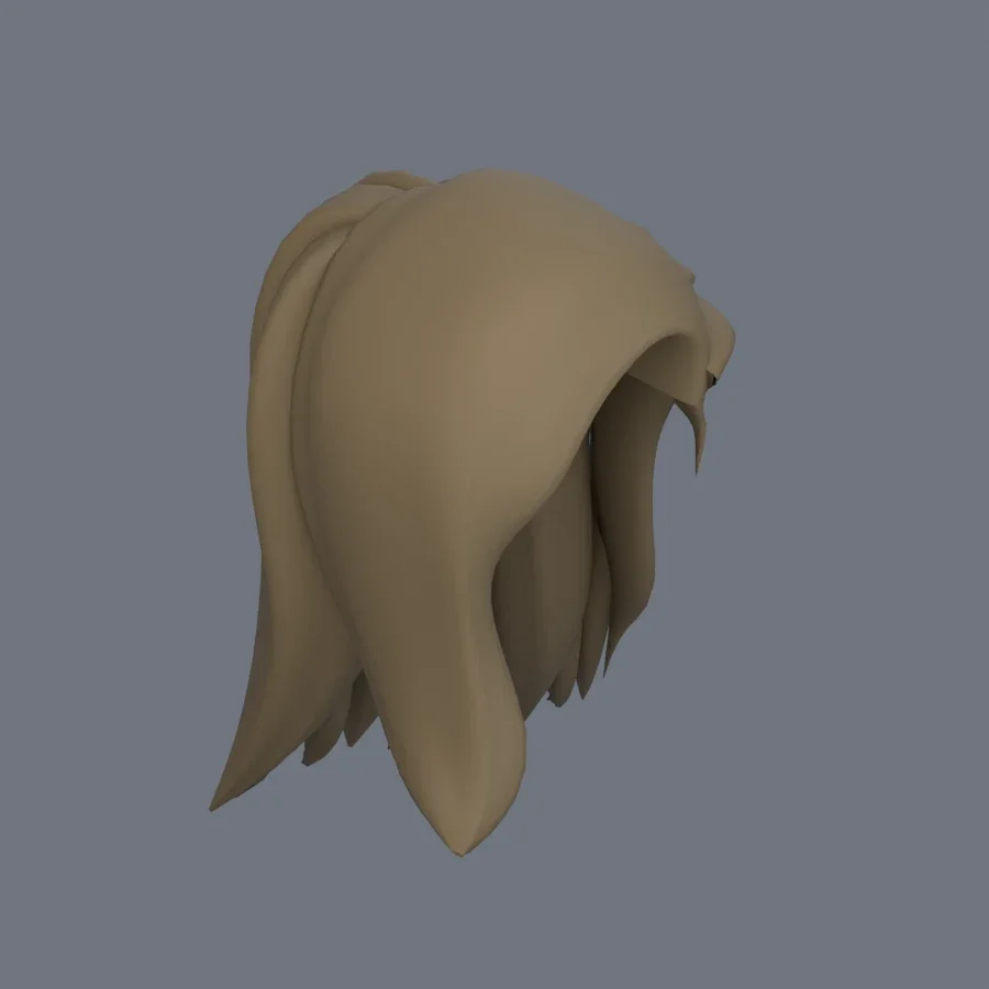 Girl Hairstyle 02, 3D model preview 2