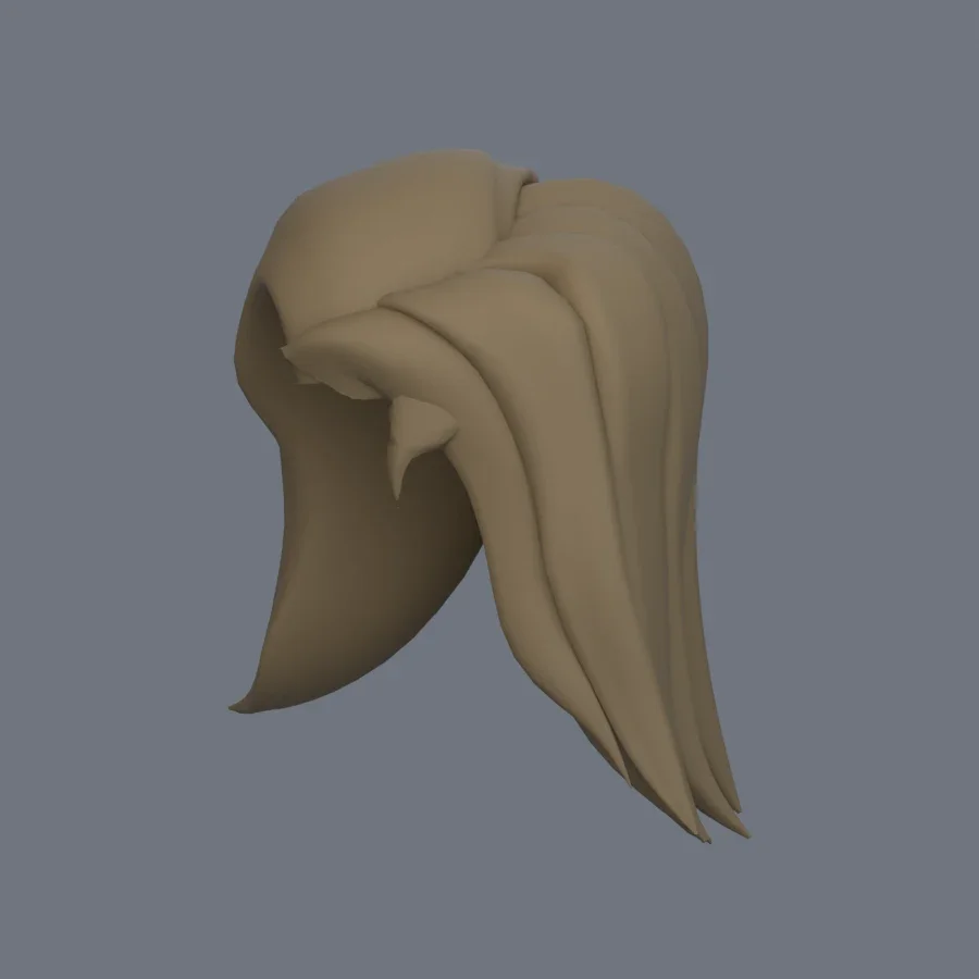 Girl Hairstyle 02, 3D model preview 3