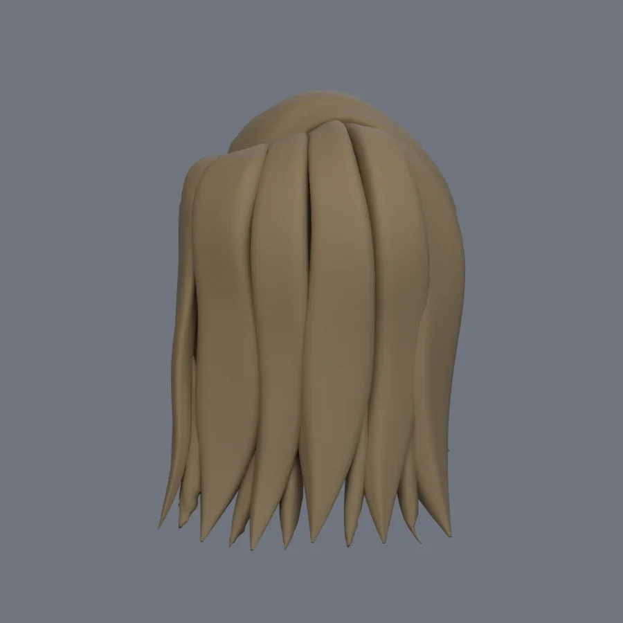 Girl Hairstyle 02, 3D model preview 4