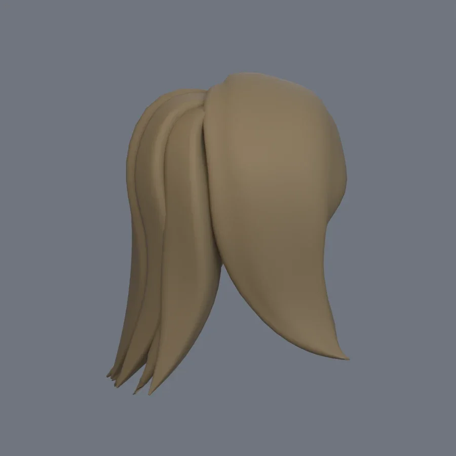 Girl Hairstyle 02, 3D model preview 5