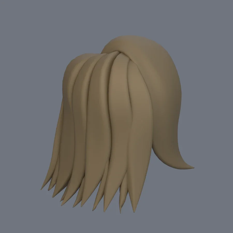 Girl Hairstyle 02, 3D model preview 7