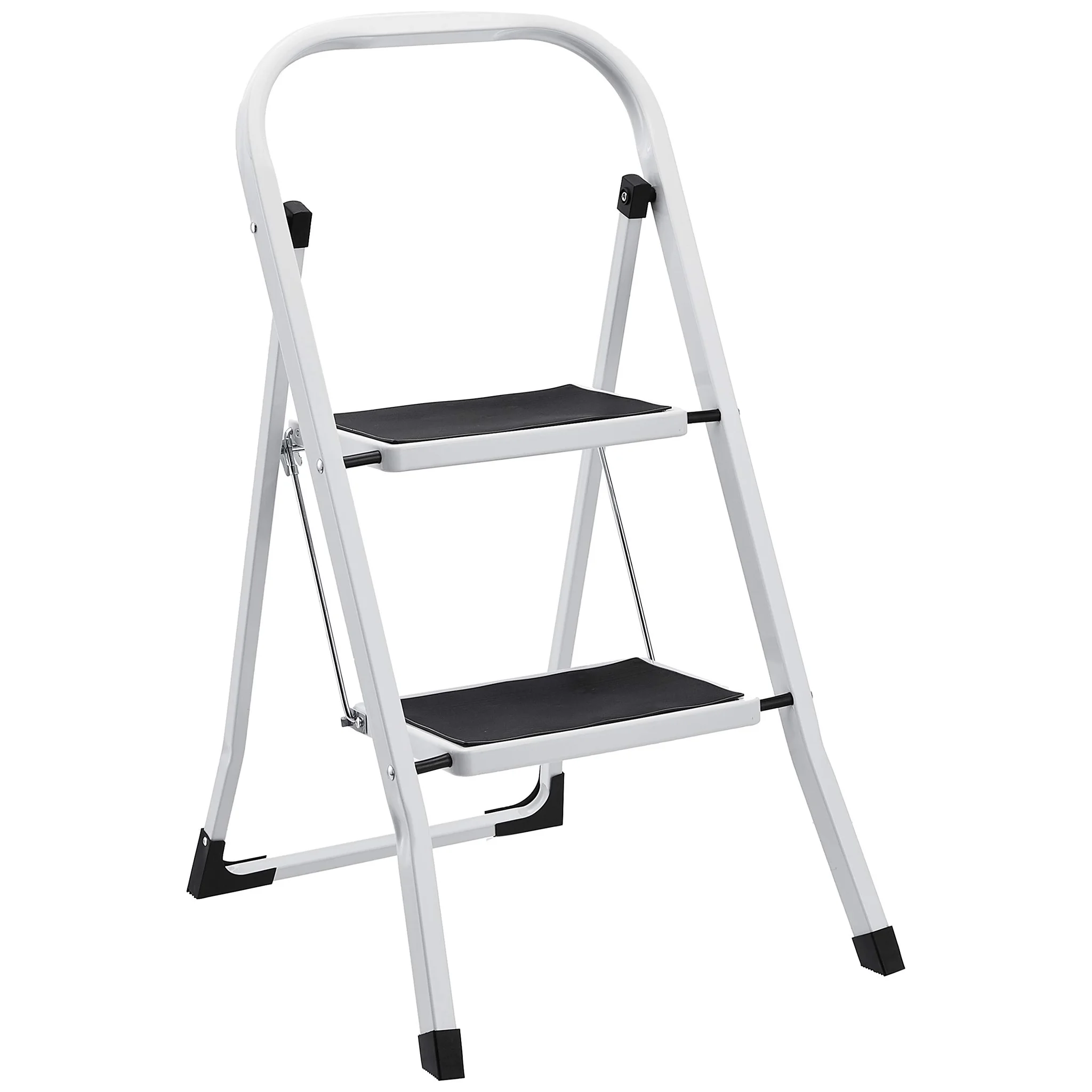Folding 2-Step Steel Step Stool with Anti-Slip Mat