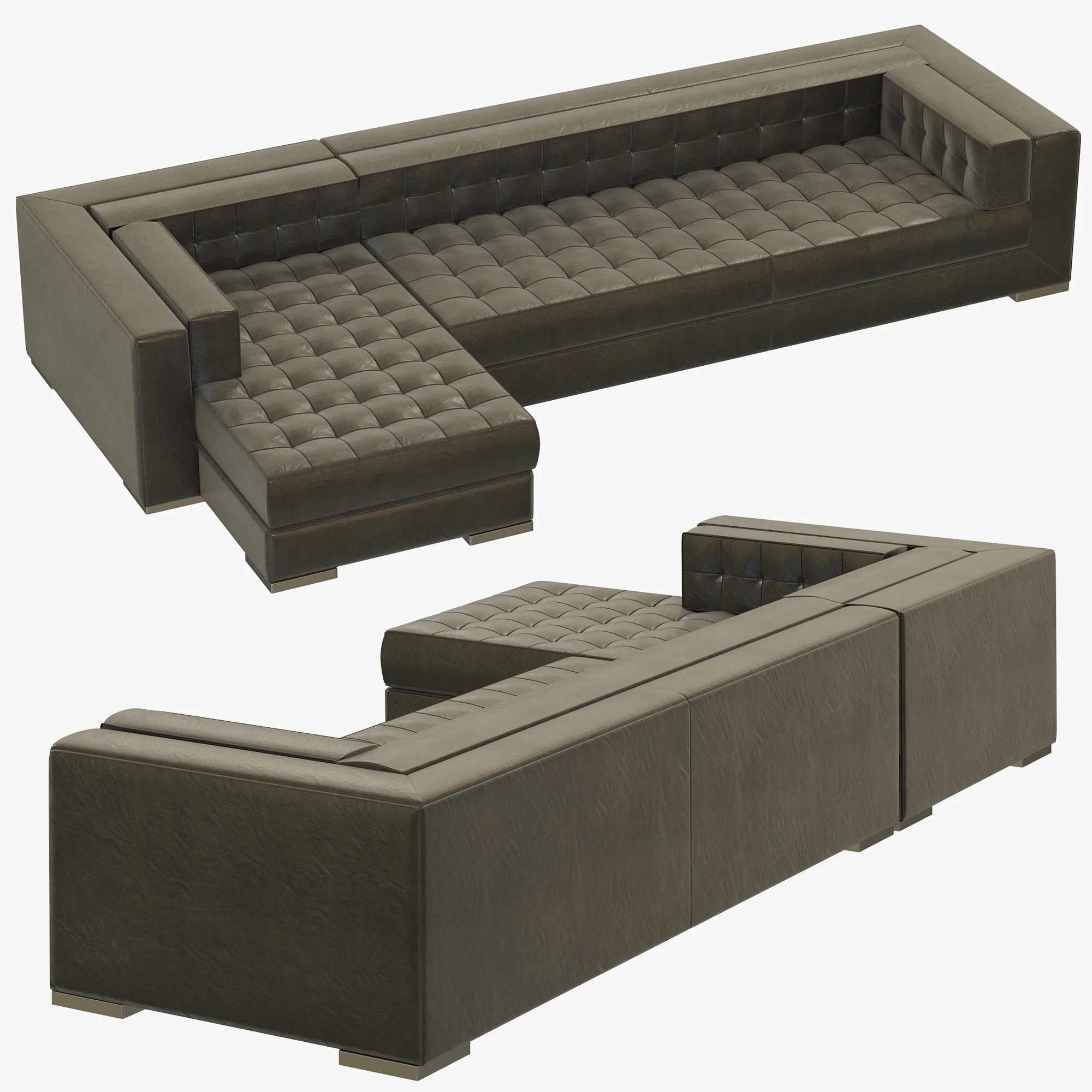 RH Modern Metropolitan Left Arm Chaise Sectional — 3D model preview 2