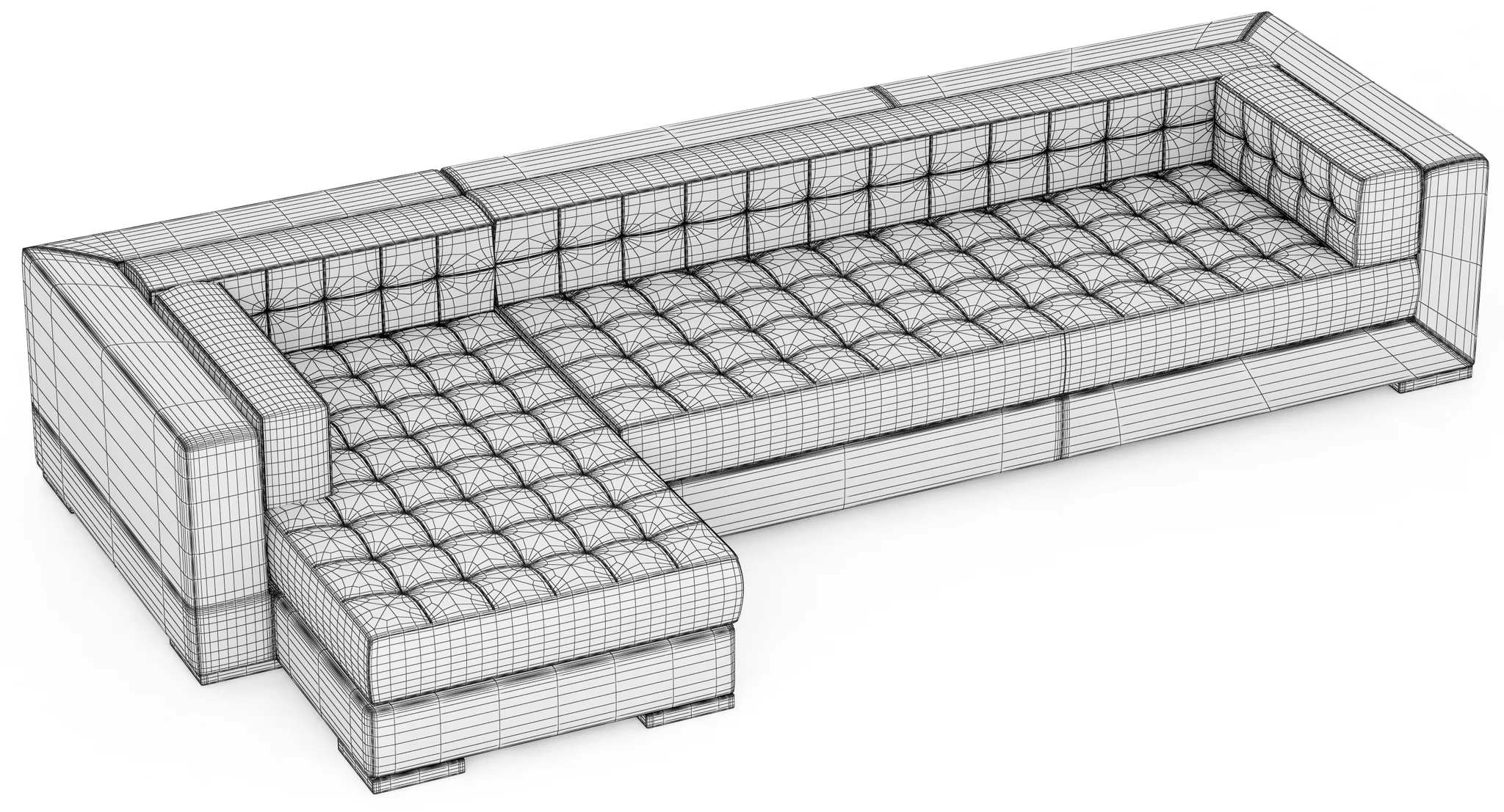 RH Modern Metropolitan Left Arm Chaise Sectional — 3D model preview 3