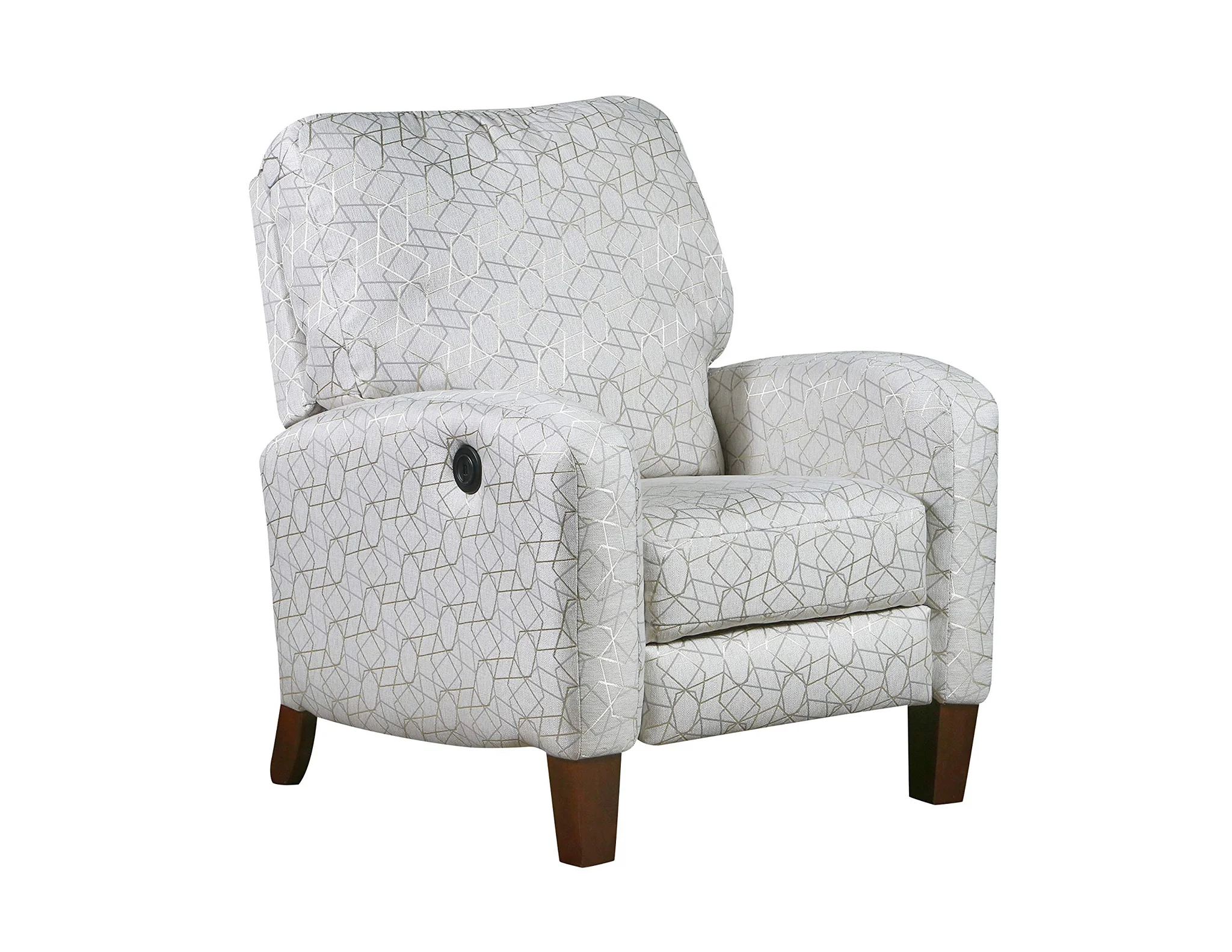 Modern Power Recliner Accent Chair with Geometric Fabric and Wood Legs