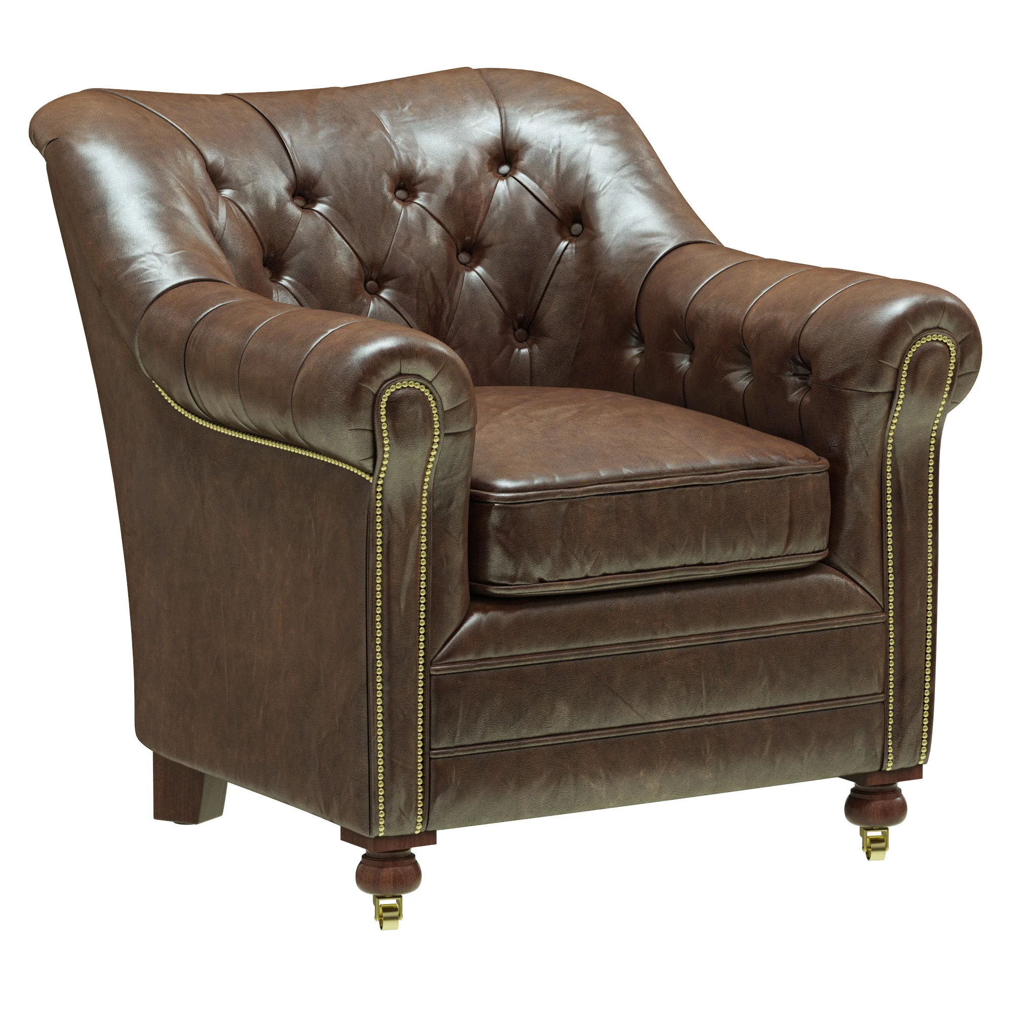 Restoration Hardware Sandringham Leather Club Chair — 3D model preview 1