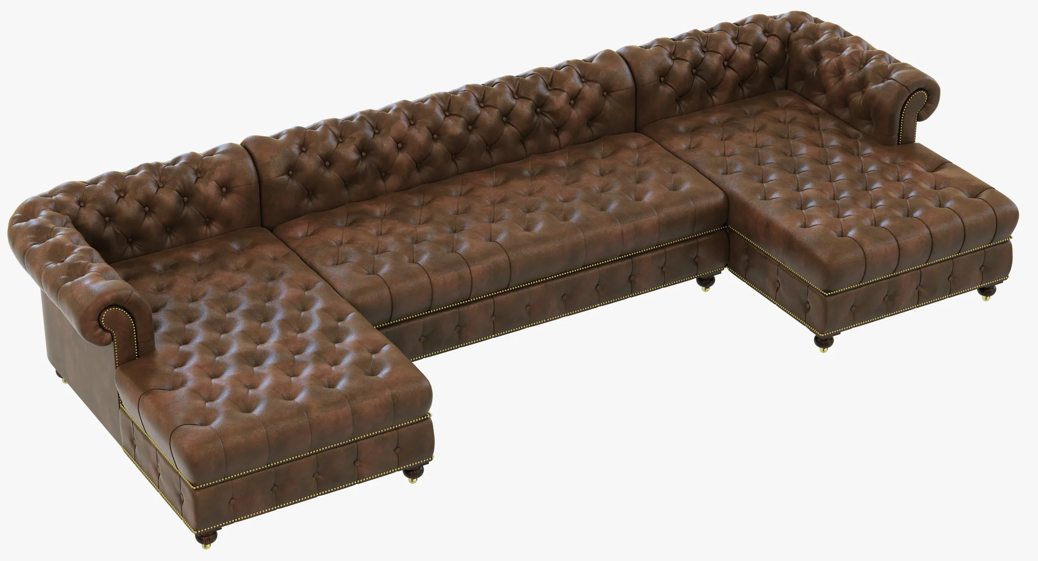 Restoration Hardware Cambridge Leather U Chaise Sectional — 3D model preview 4