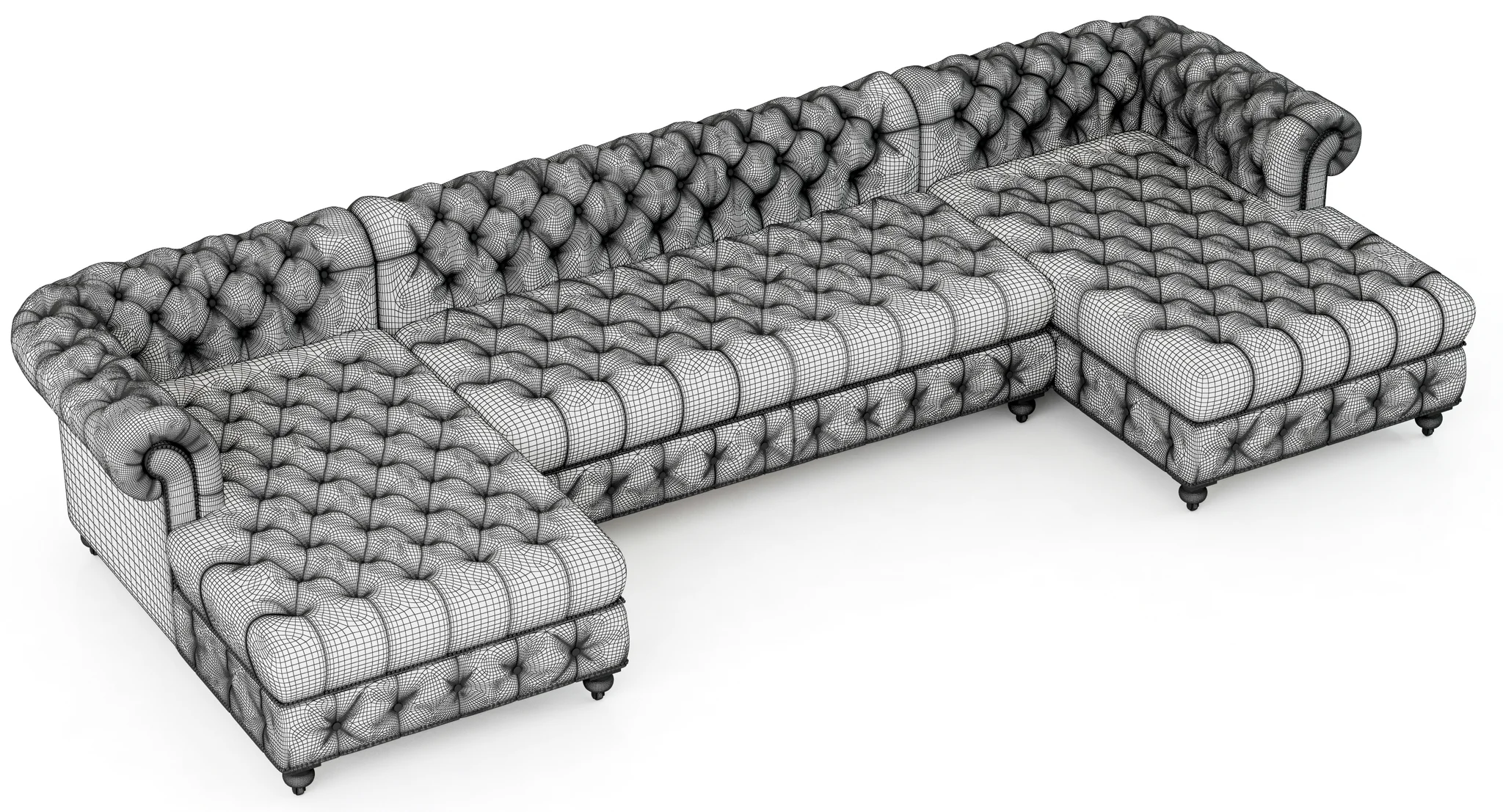 Restoration Hardware Cambridge Leather U Chaise Sectional — 3D model preview 6