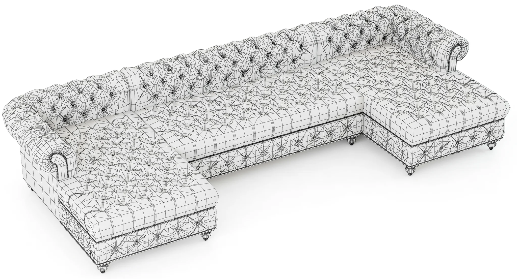 Restoration Hardware Cambridge Leather U Chaise Sectional — 3D model preview 7
