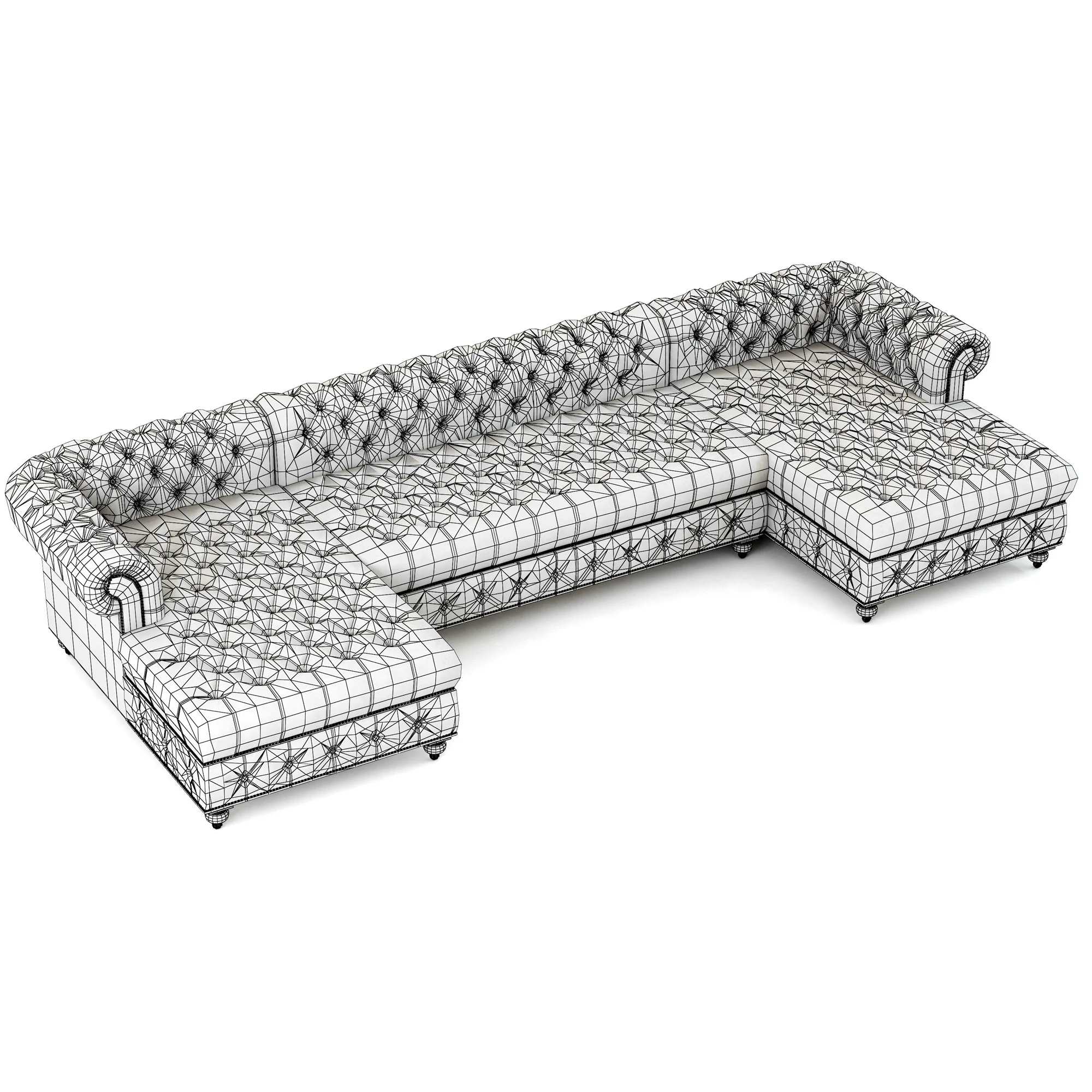 Restoration Hardware Cambridge Leather U Chaise Sectional — 3D model preview 8