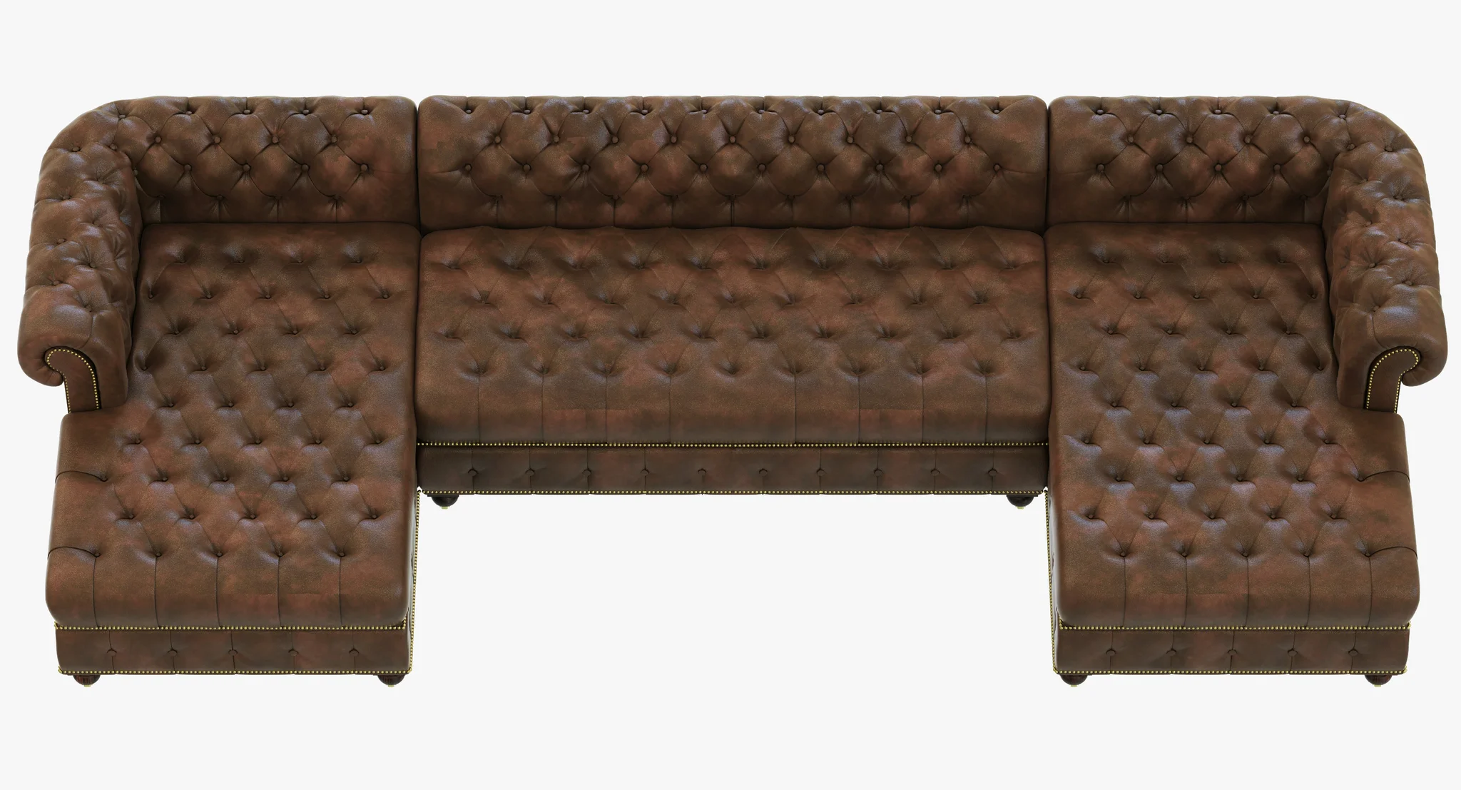 Restoration Hardware Cambridge Leather U Chaise Sectional — 3D model preview 9