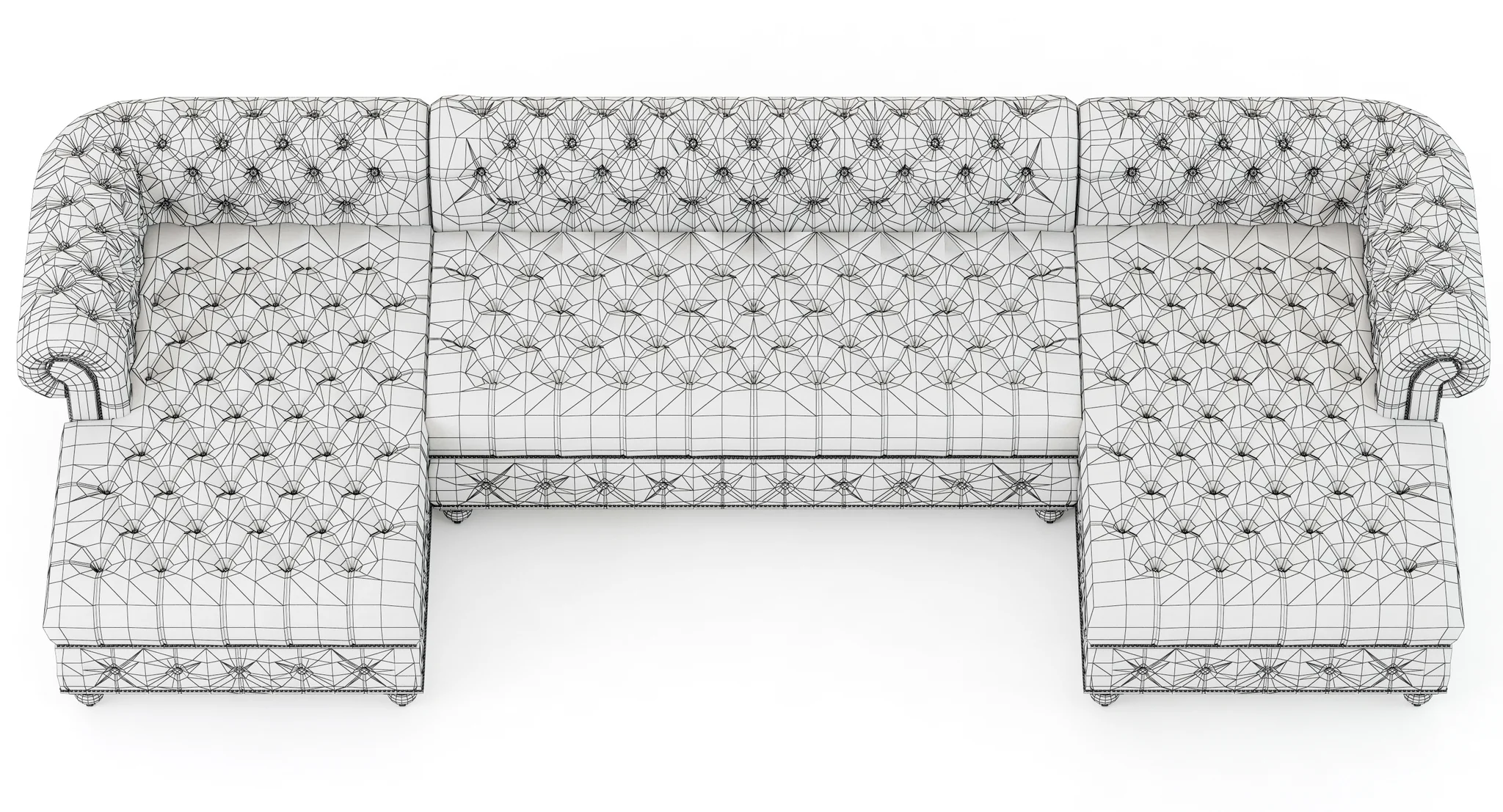 Restoration Hardware Cambridge Leather U Chaise Sectional — 3D model preview 11