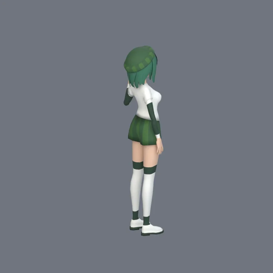Stylized Anime Girl 02 Rigged, 3D model preview 2