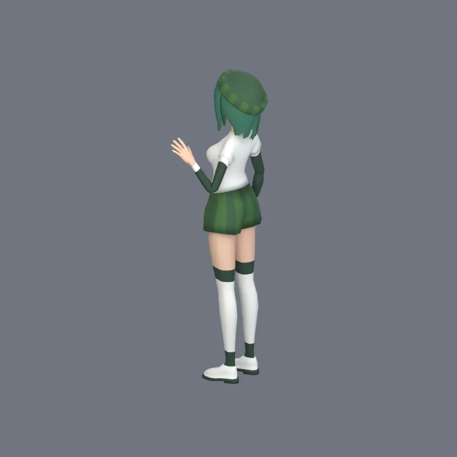 Stylized Anime Girl 02 Rigged, 3D model preview 7