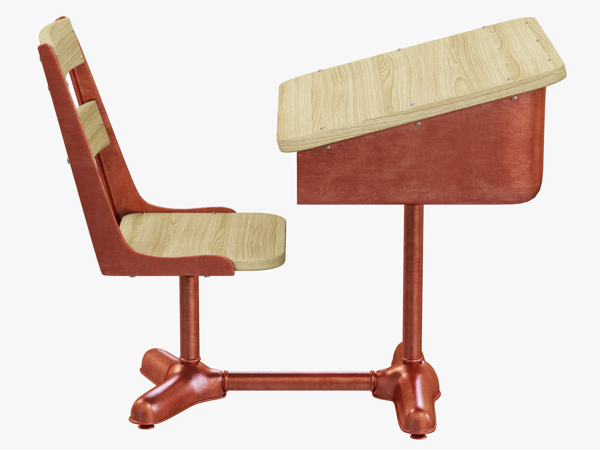 Restoration Hardware Vintage Schoolhouse Desk & Chair, 3D model preview 2