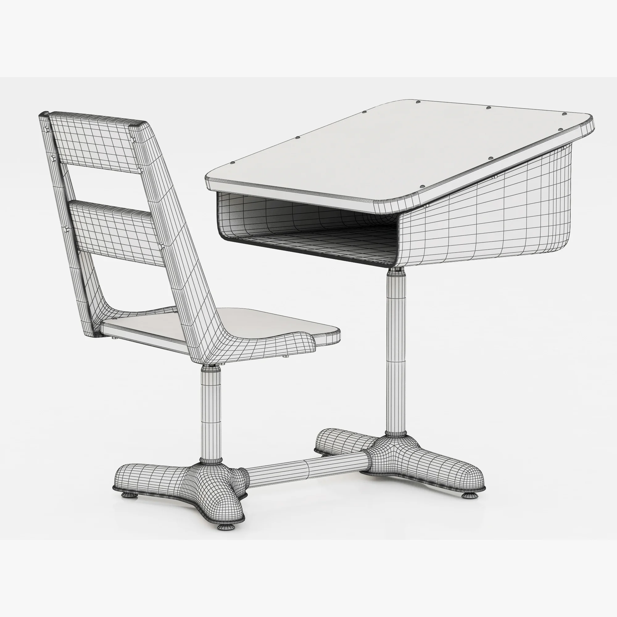 Restoration Hardware Vintage Schoolhouse Desk & Chair, 3D model preview 6