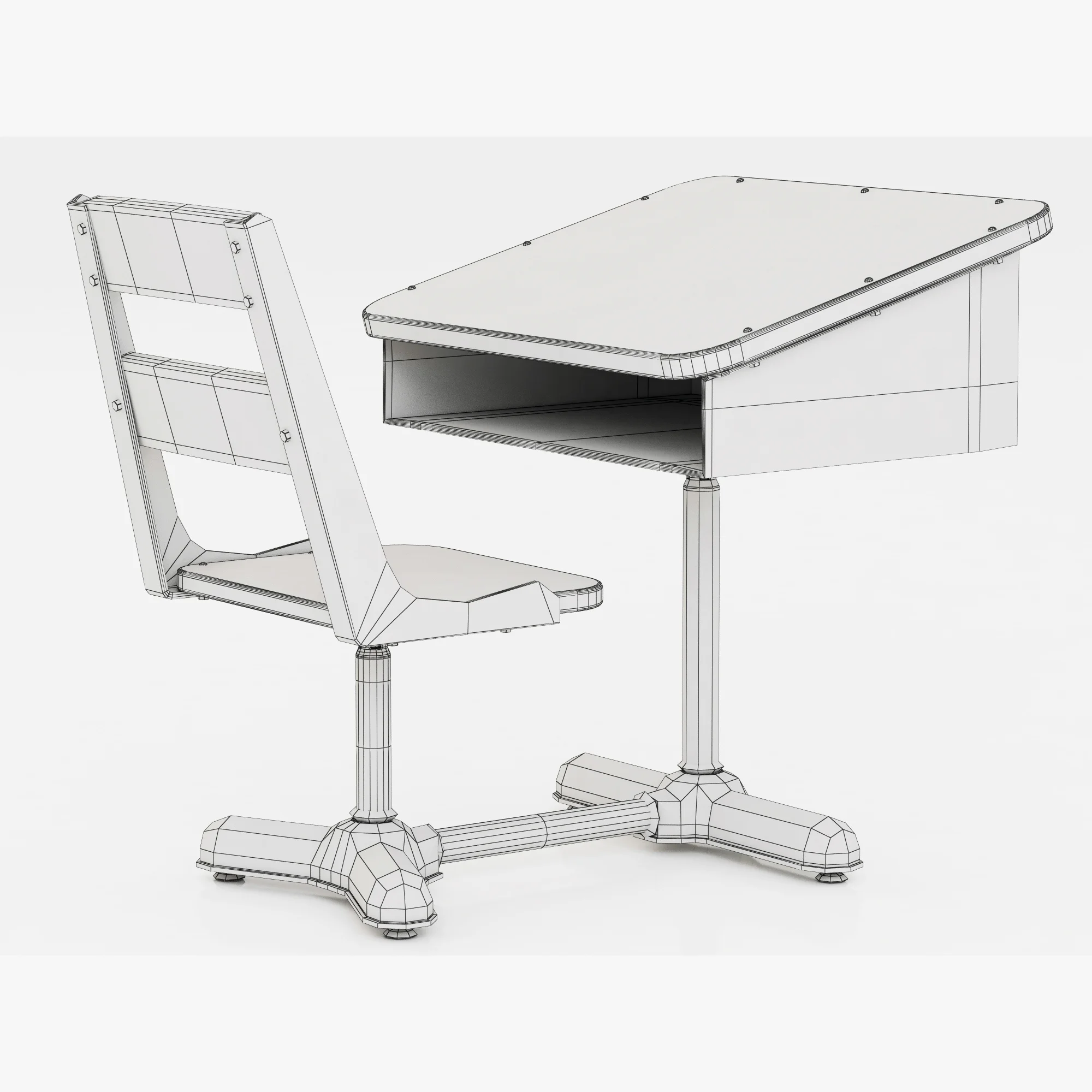 Restoration Hardware Vintage Schoolhouse Desk & Chair, 3D model preview 7
