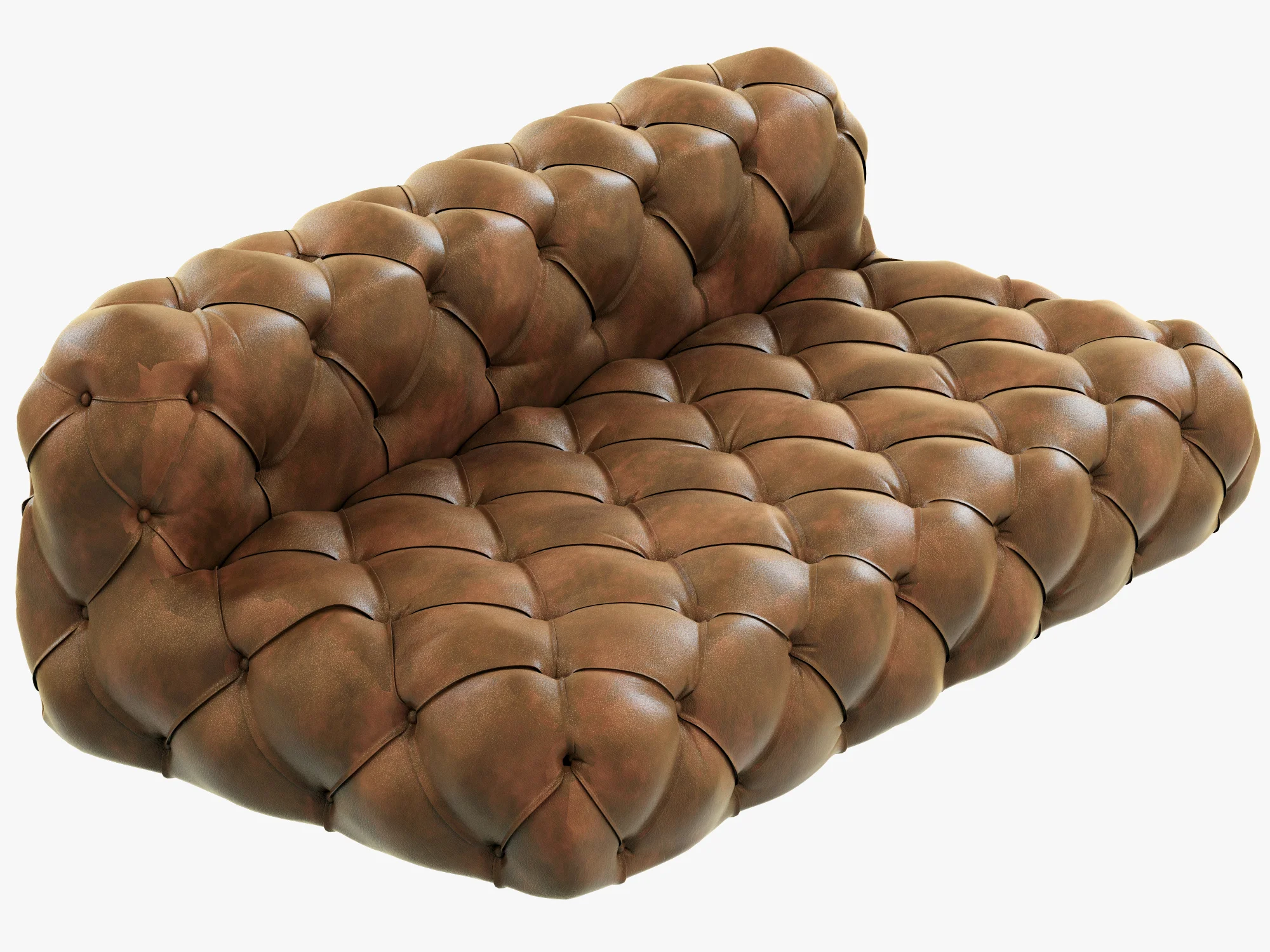 Restoration Hardware Soho Tufted Leather Armless Sofa — 3D model preview 1