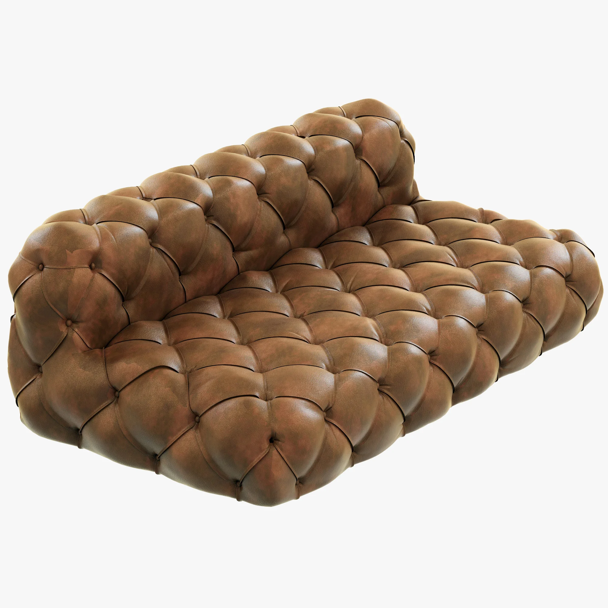 Restoration Hardware Soho Tufted Leather Armless Sofa — 3D model preview 2