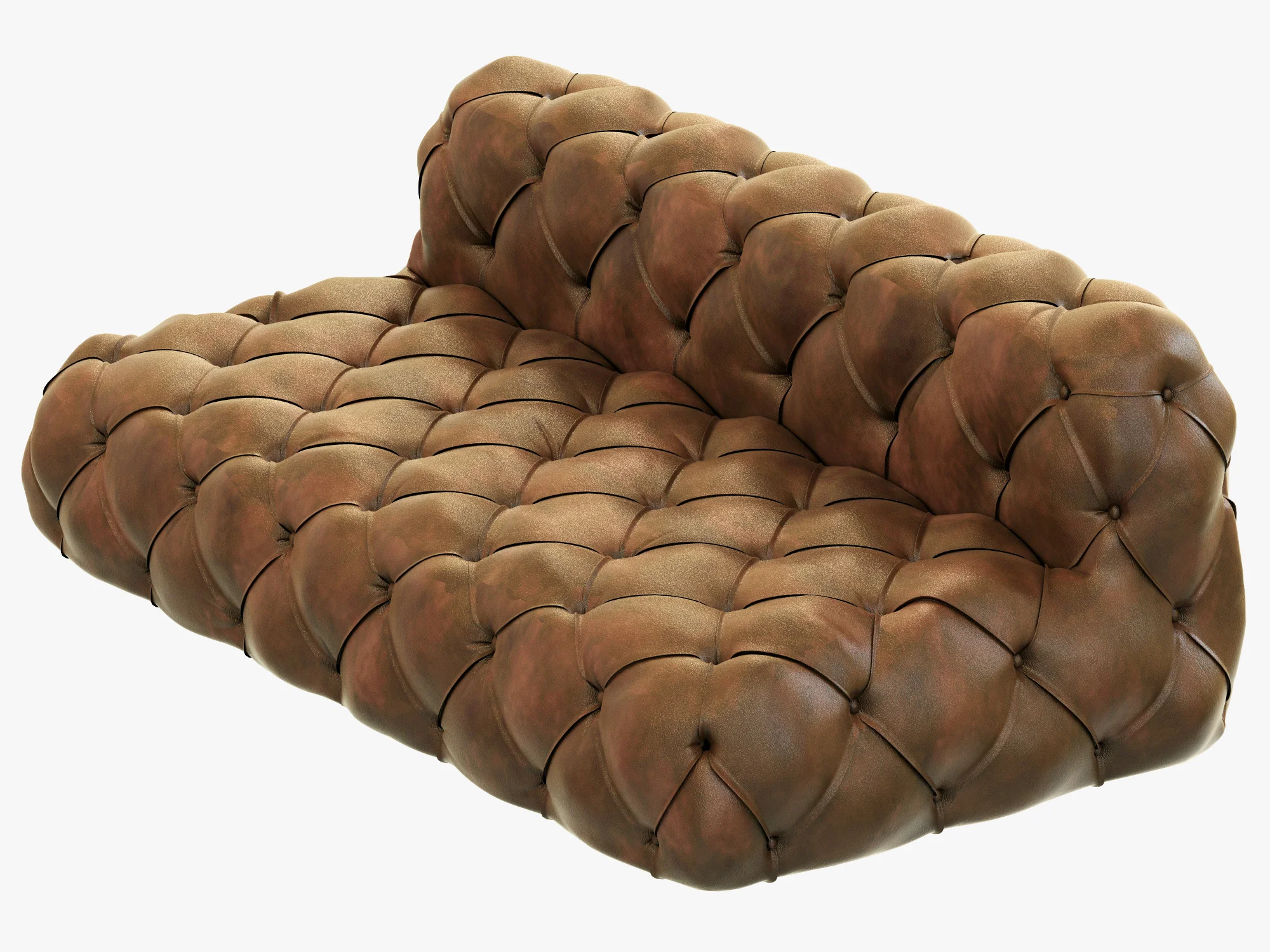 Restoration Hardware Soho Tufted Leather Armless Sofa — 3D model preview 5