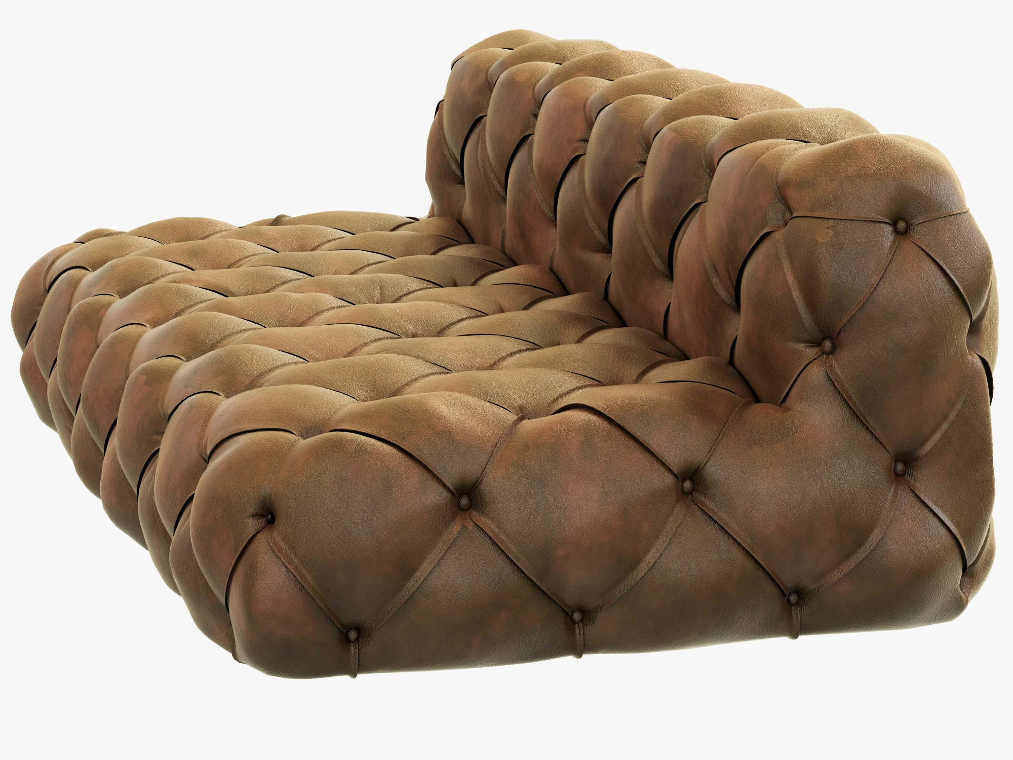 Restoration Hardware Soho Tufted Leather Armless Sofa — 3D model preview 6