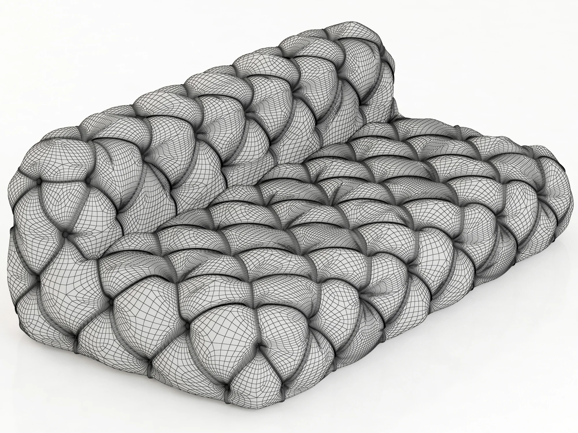 Restoration Hardware Soho Tufted Leather Armless Sofa — 3D model preview 7