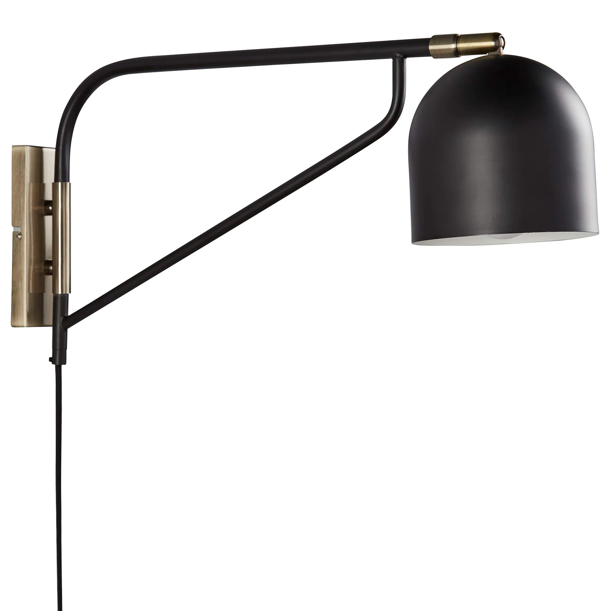Mid-Century Swivel Wall Sconce – Black Matte & Antique Brass