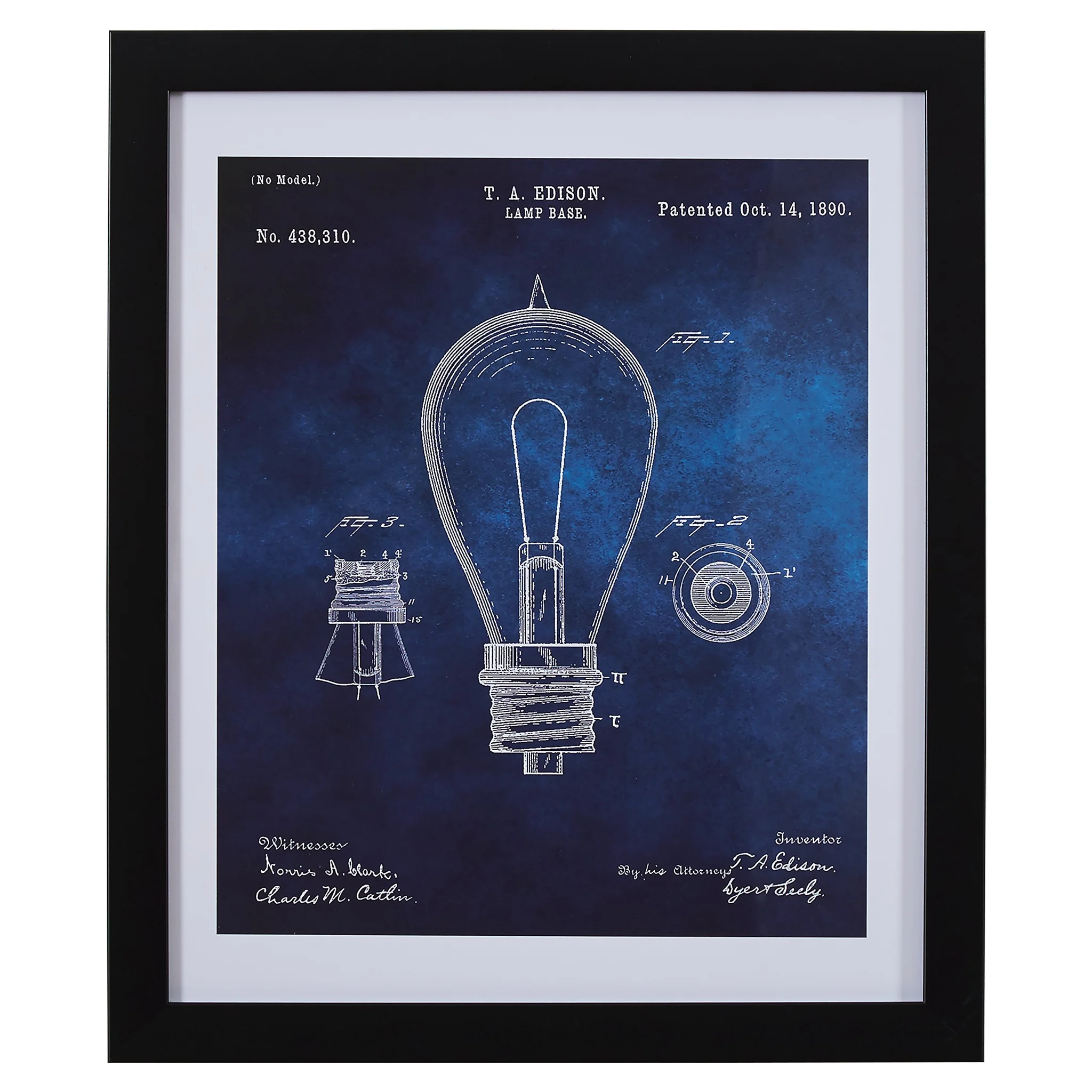 Edison Lamp Base Patent Print Framed Wall Art