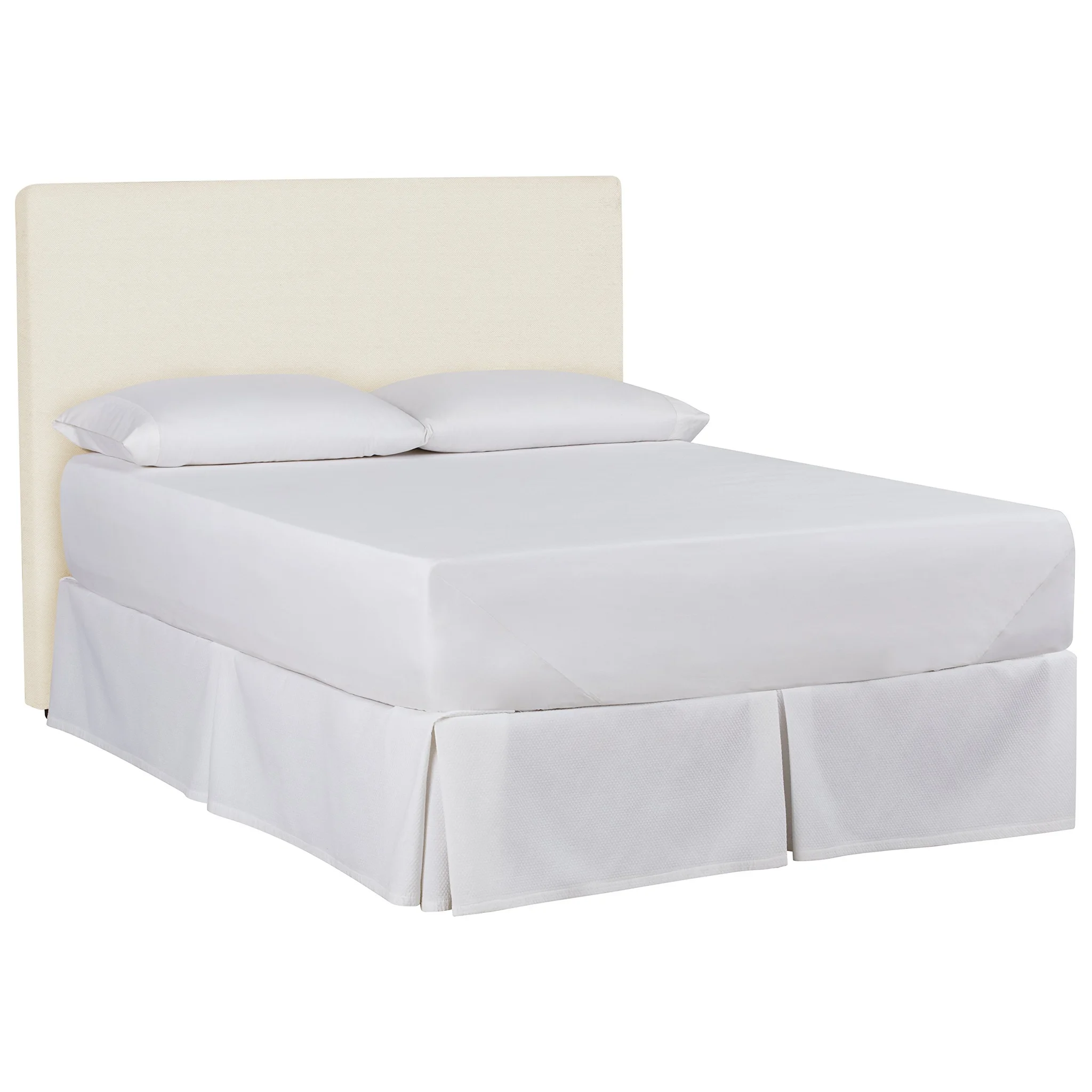 Modern Upholstered Queen Bed with Cream Herringbone Headboard