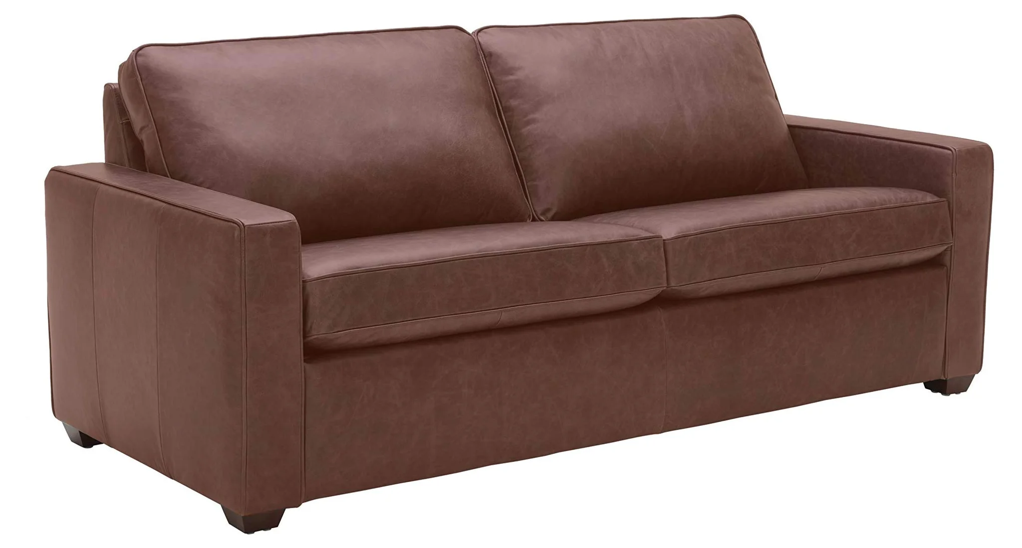 Contemporary Top-Grain Leather Two-Seat Sofa – Dark Brown