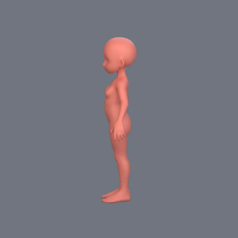 Basemesh Stylized Girl 02, 3D model preview 3