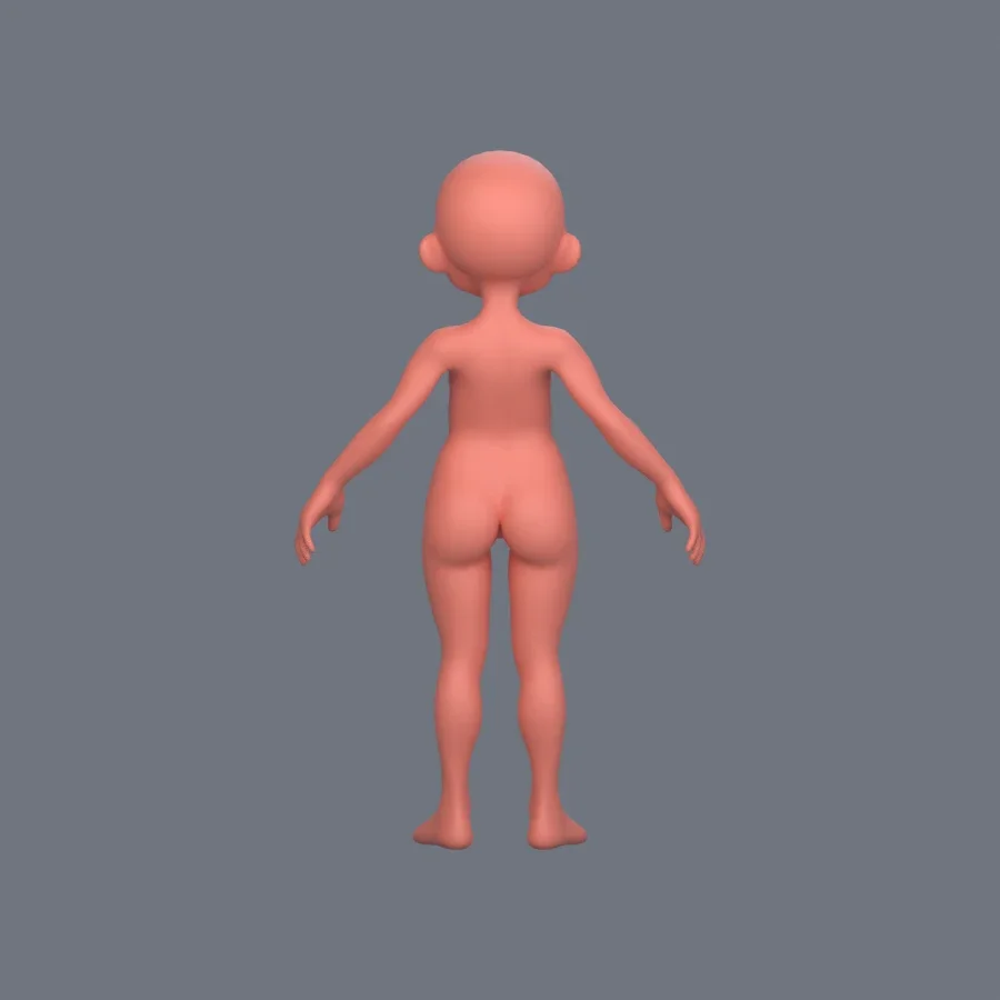 Basemesh Stylized Girl 02, 3D model preview 4
